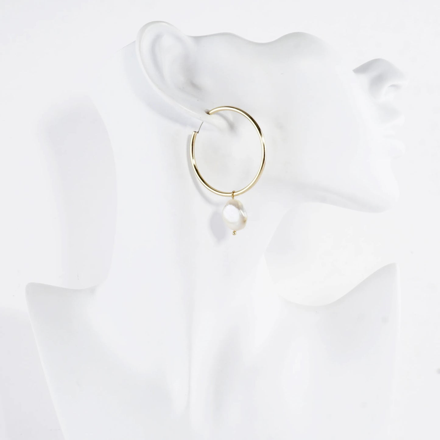 Freshwater Pearl Drop Endless Hoop Earrings