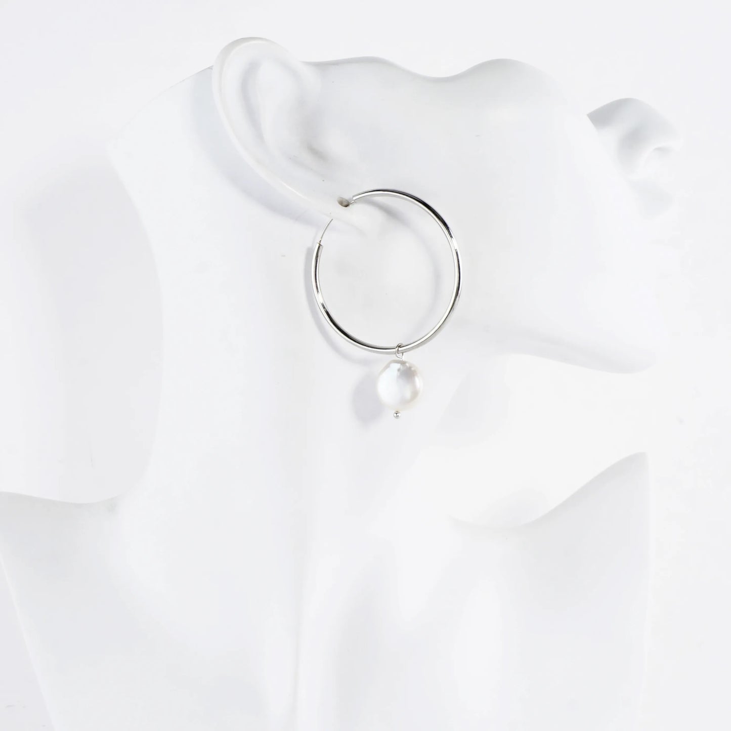 Freshwater Pearl Drop Endless Hoop Earrings