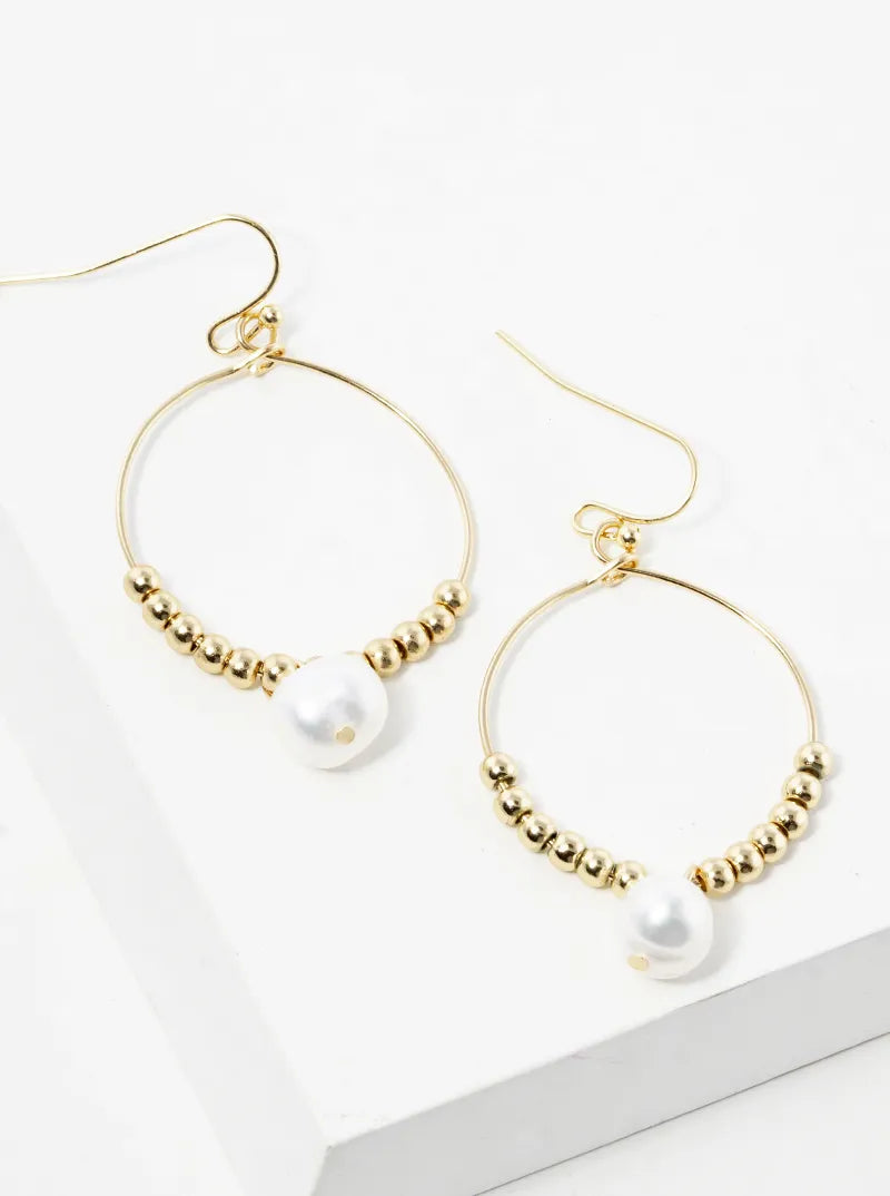Freshwater Pearl Drop Wire Circle Dangle Drop Earrings