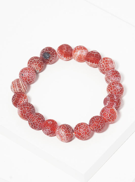 Frosted Semi Precious Natural Stone Bead Stretch Bracelet