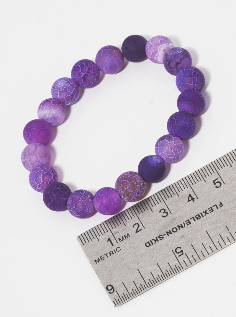 Frosted Semi Precious Natural Stone Bead Stretch Bracelet