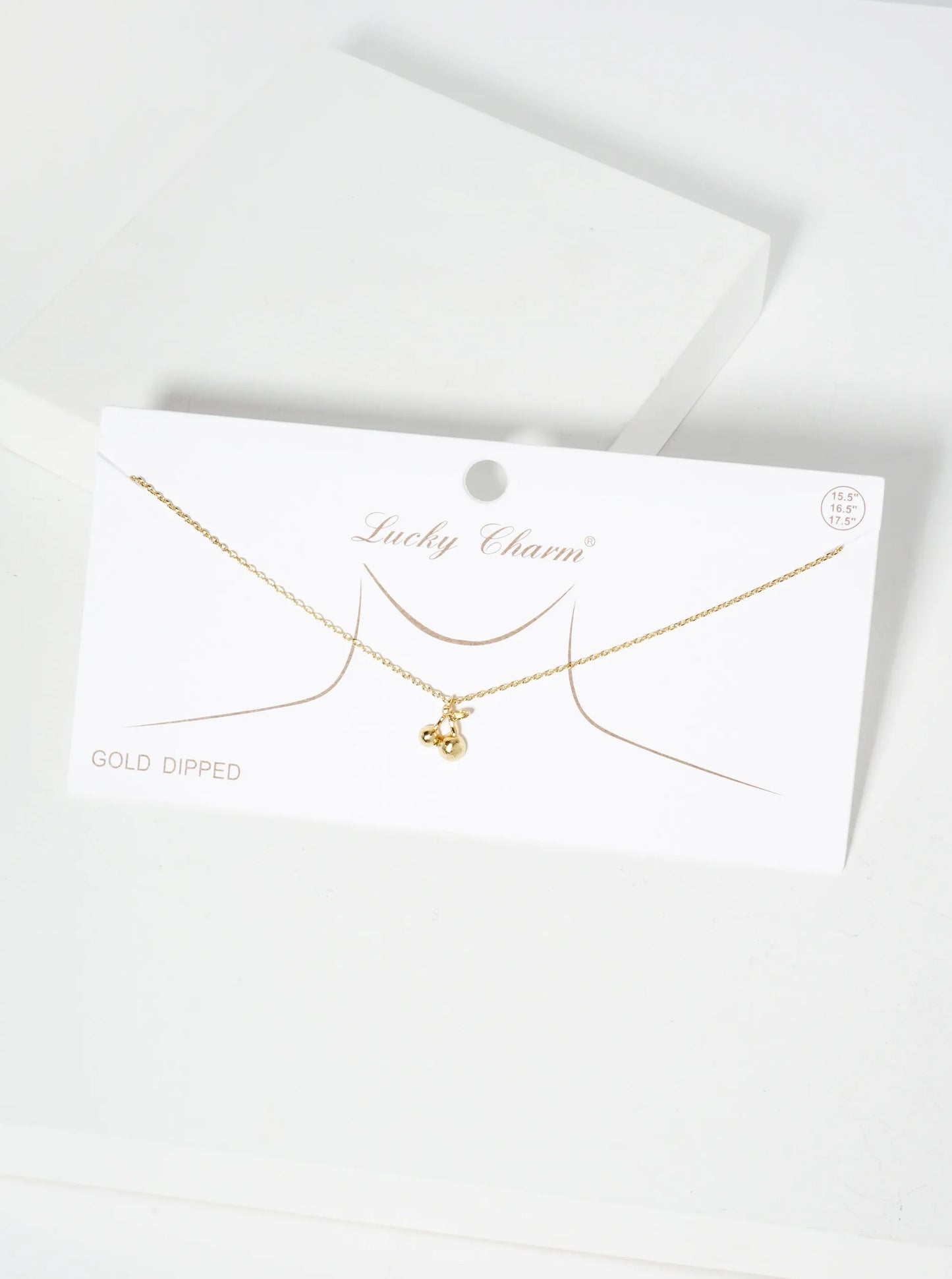 Fruit-Theme Brushed-Texture Cherry Pendant 18K-Gold-Dipped Necklace