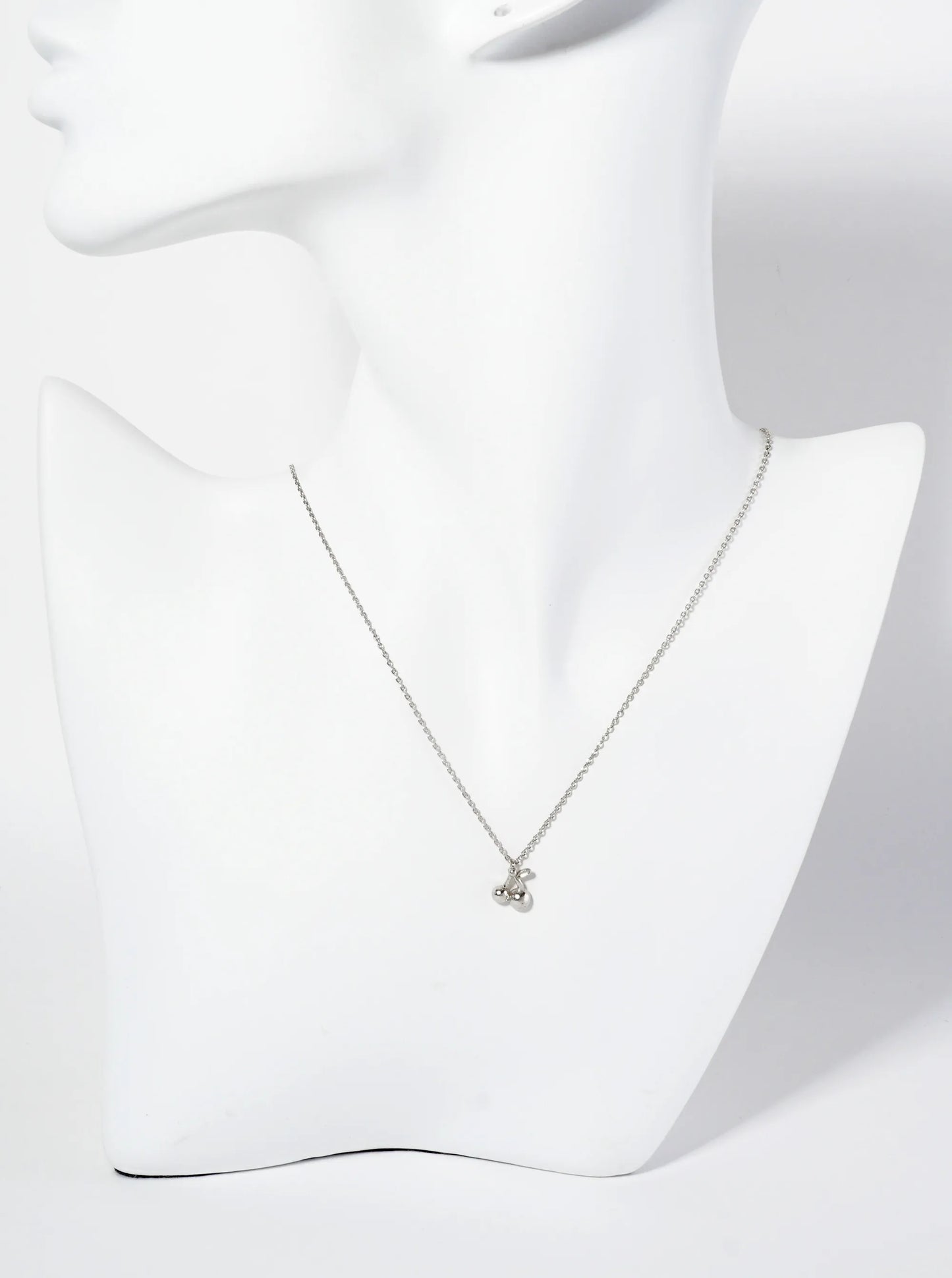 Fruit-Theme Brushed-Texture Cherry Pendant 18K-Gold-Dipped Necklace