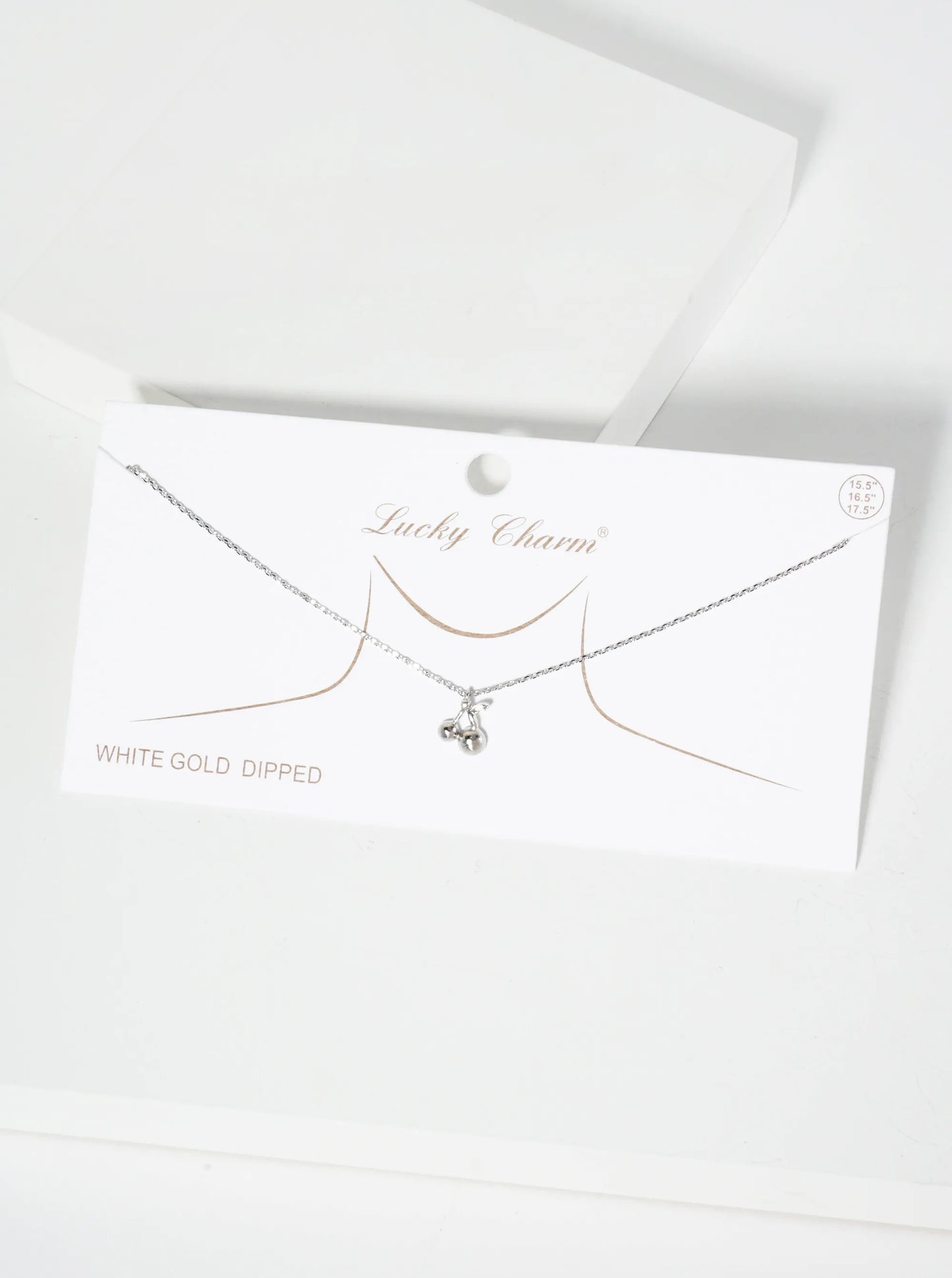 Fruit-Theme Brushed-Texture Cherry Pendant 18K-Gold-Dipped Necklace