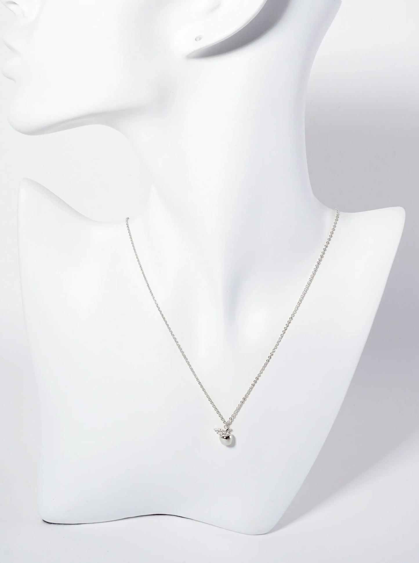 Fruit-Theme Pave-Set Cubic-Zirconia Apple Pendant 18K-Gold-Dipped Necklace