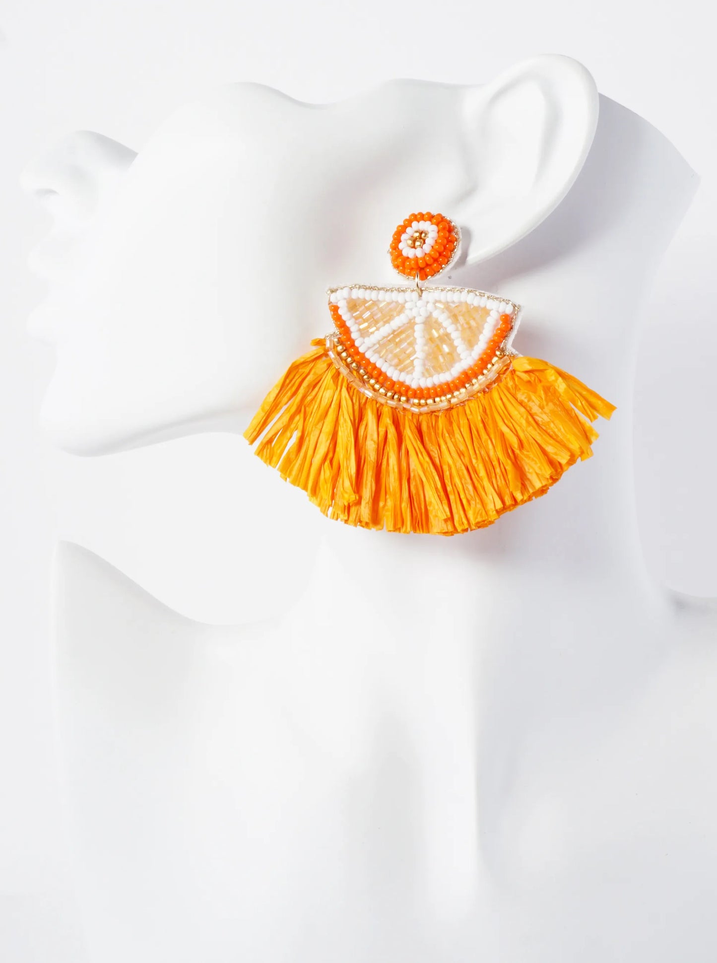 Fruit-Theme Raffia Tassel Statement Earrings