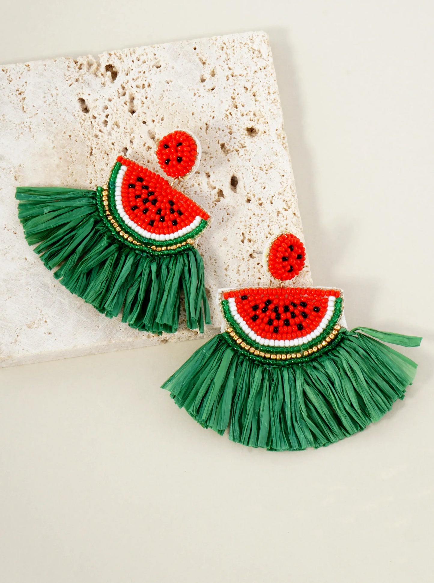 Fruit-Theme Raffia Tassel Statement Earrings