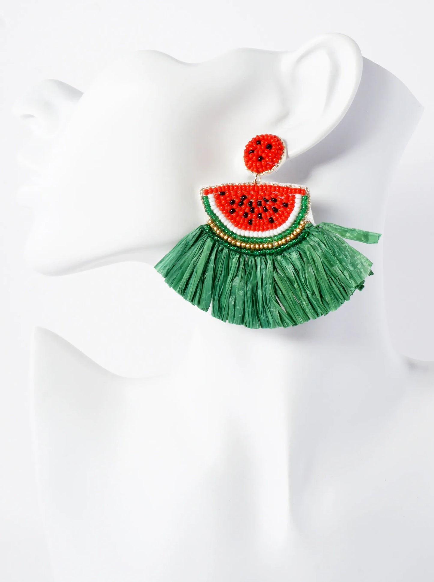 Fruit-Theme Raffia Tassel Statement Earrings