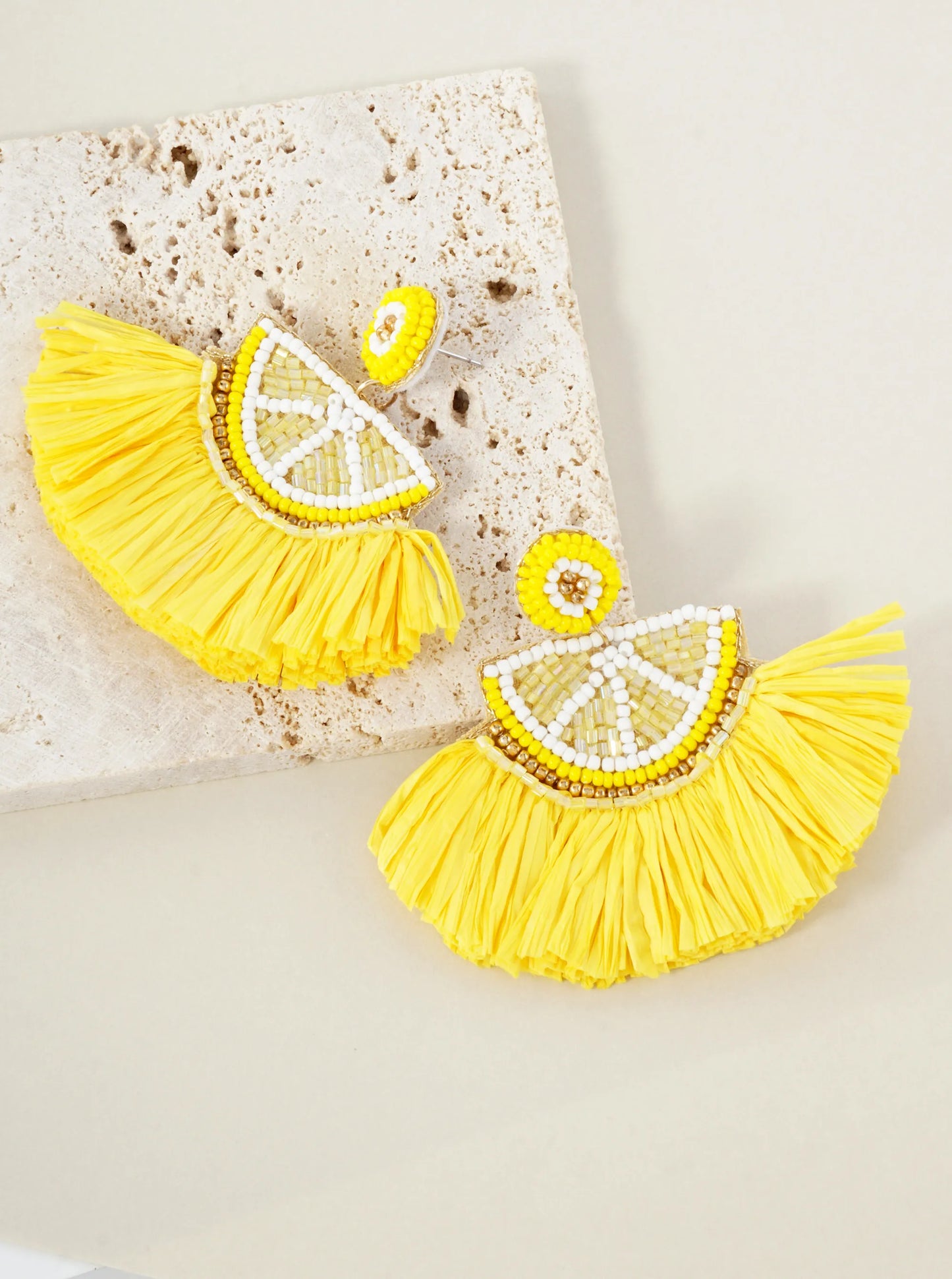 Fruit-Theme Raffia Tassel Statement Earrings
