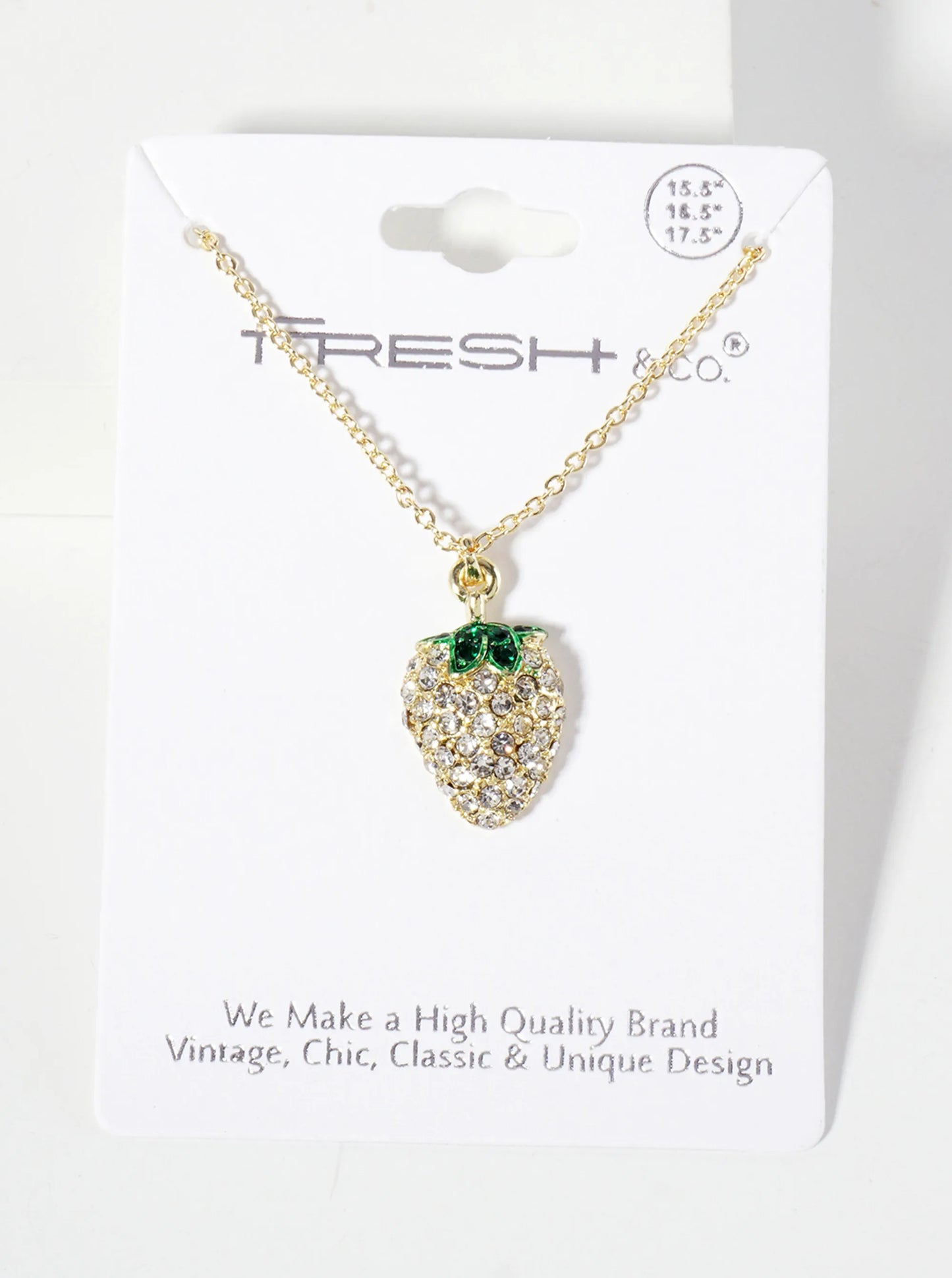Fruit-Theme Sparkling Adorned With Crystal-Pave Strawberry Pendant Necklace
