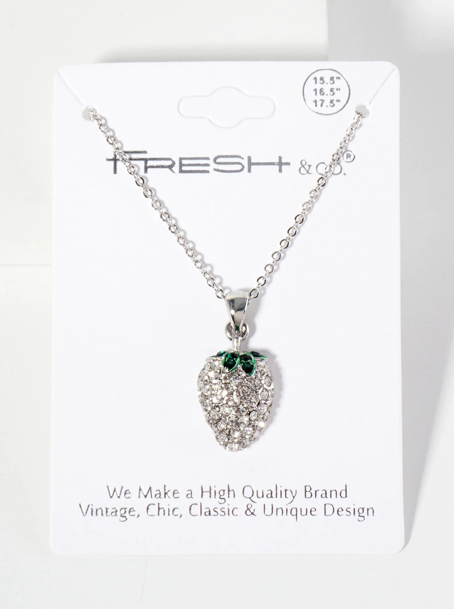 Fruit-Theme Sparkling Adorned With Crystal-Pave Strawberry Pendant Necklace