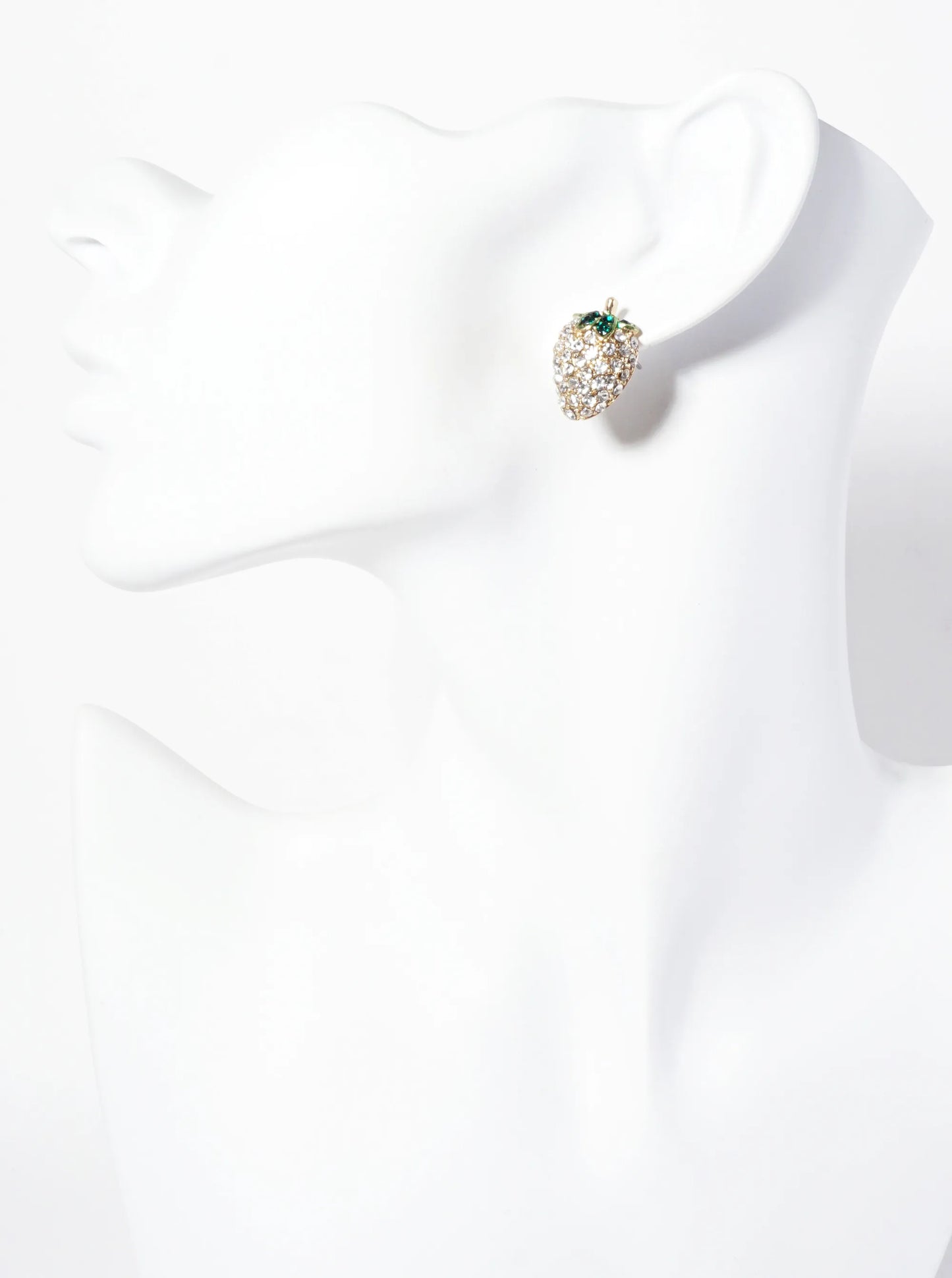 Fruit-Theme Sparkling Adorned With Crystal-Pave Strawberry Stud Earrings
