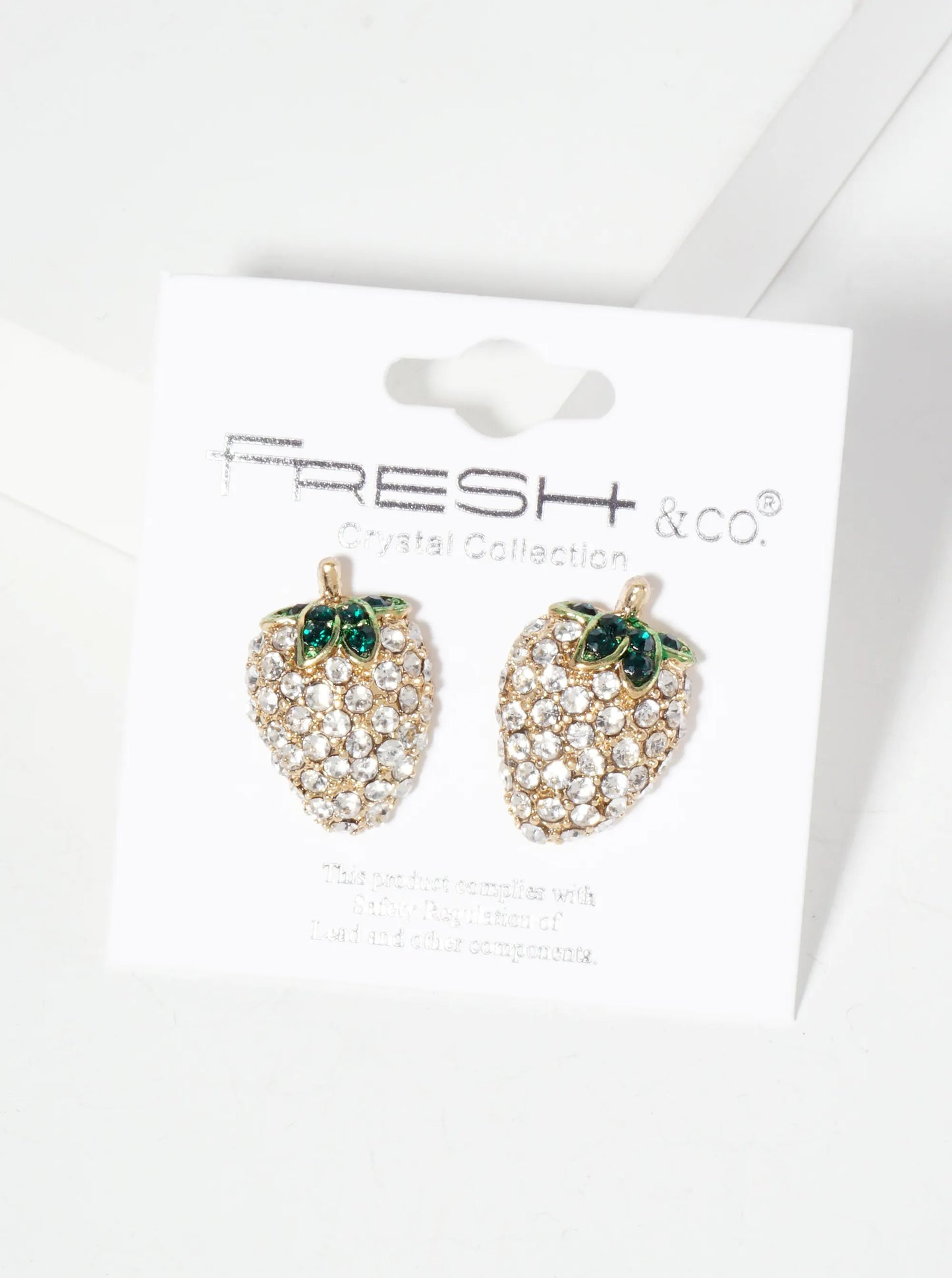 Fruit-Theme Sparkling Adorned With Crystal-Pave Strawberry Stud Earrings