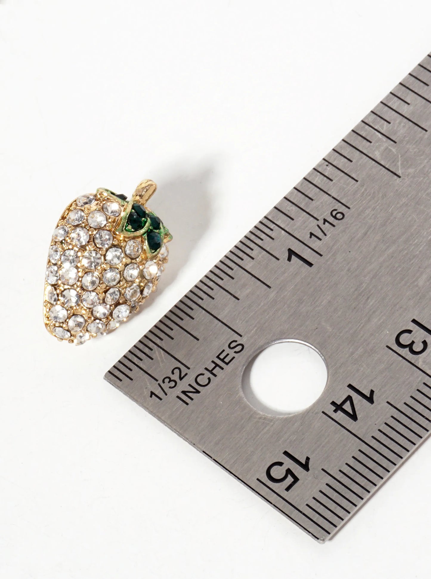 Fruit-Theme Sparkling Adorned With Crystal-Pave Strawberry Stud Earrings