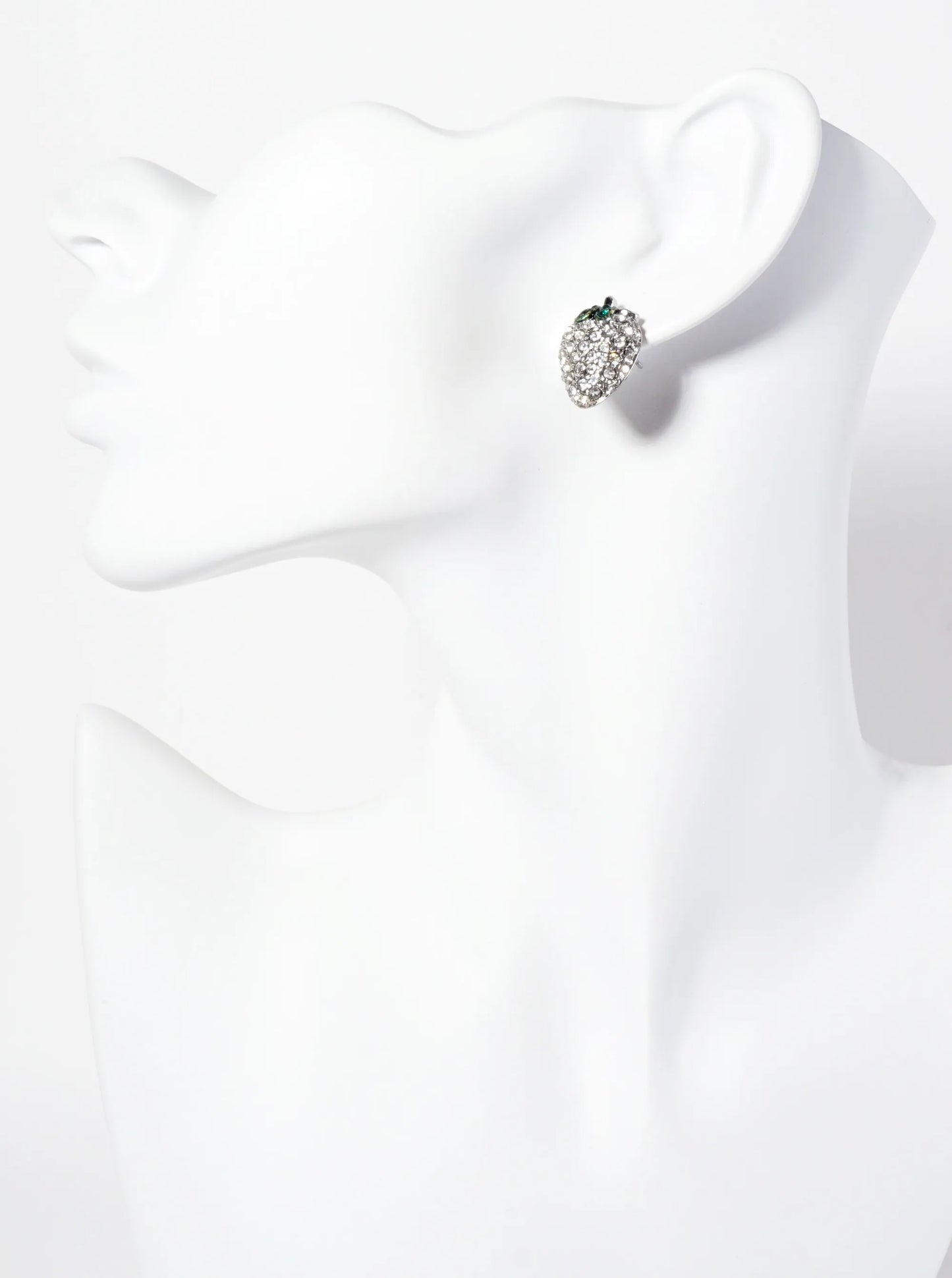 Fruit-Theme Sparkling Adorned With Crystal-Pave Strawberry Stud Earrings