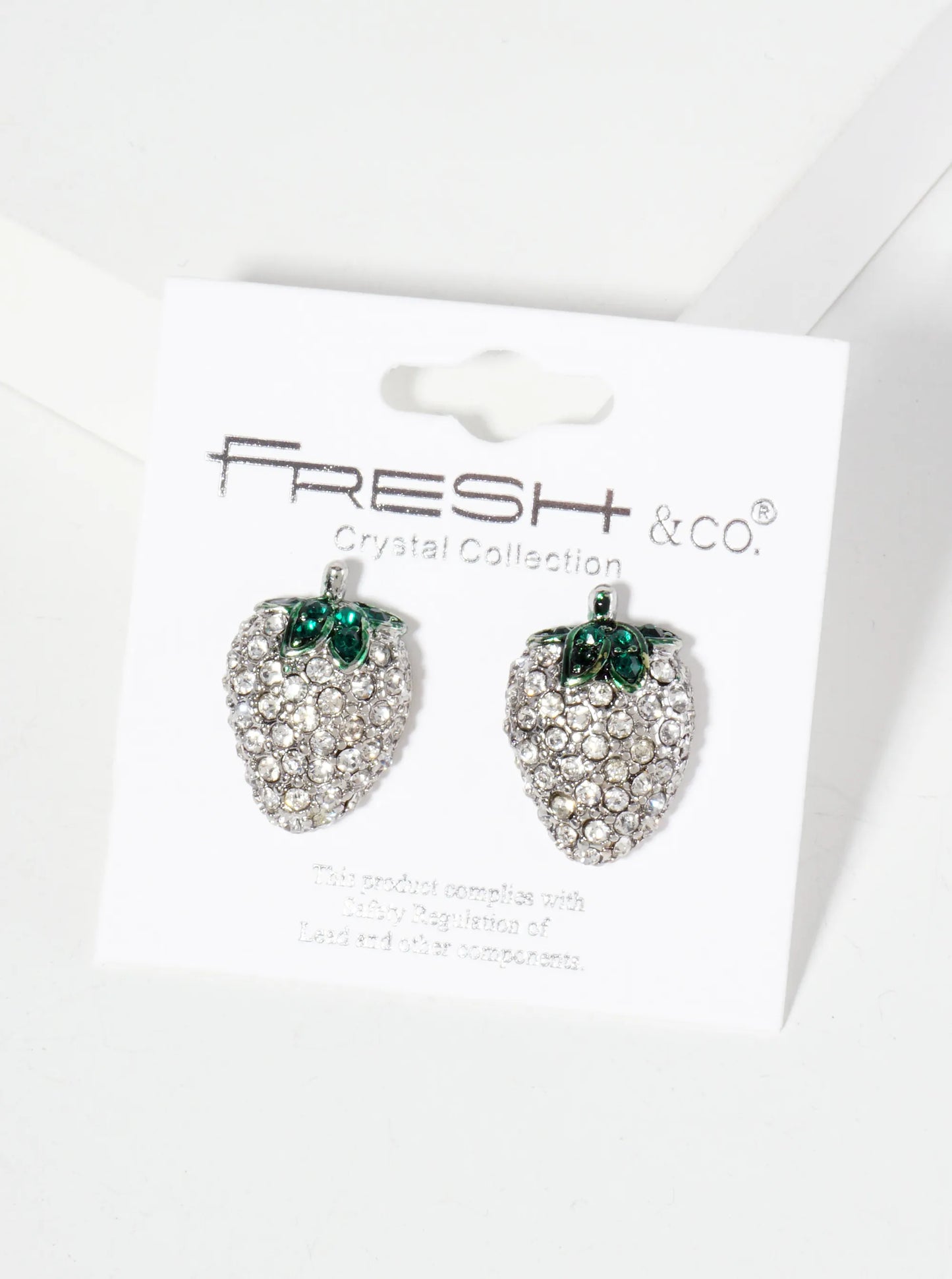 Fruit-Theme Sparkling Adorned With Crystal-Pave Strawberry Stud Earrings