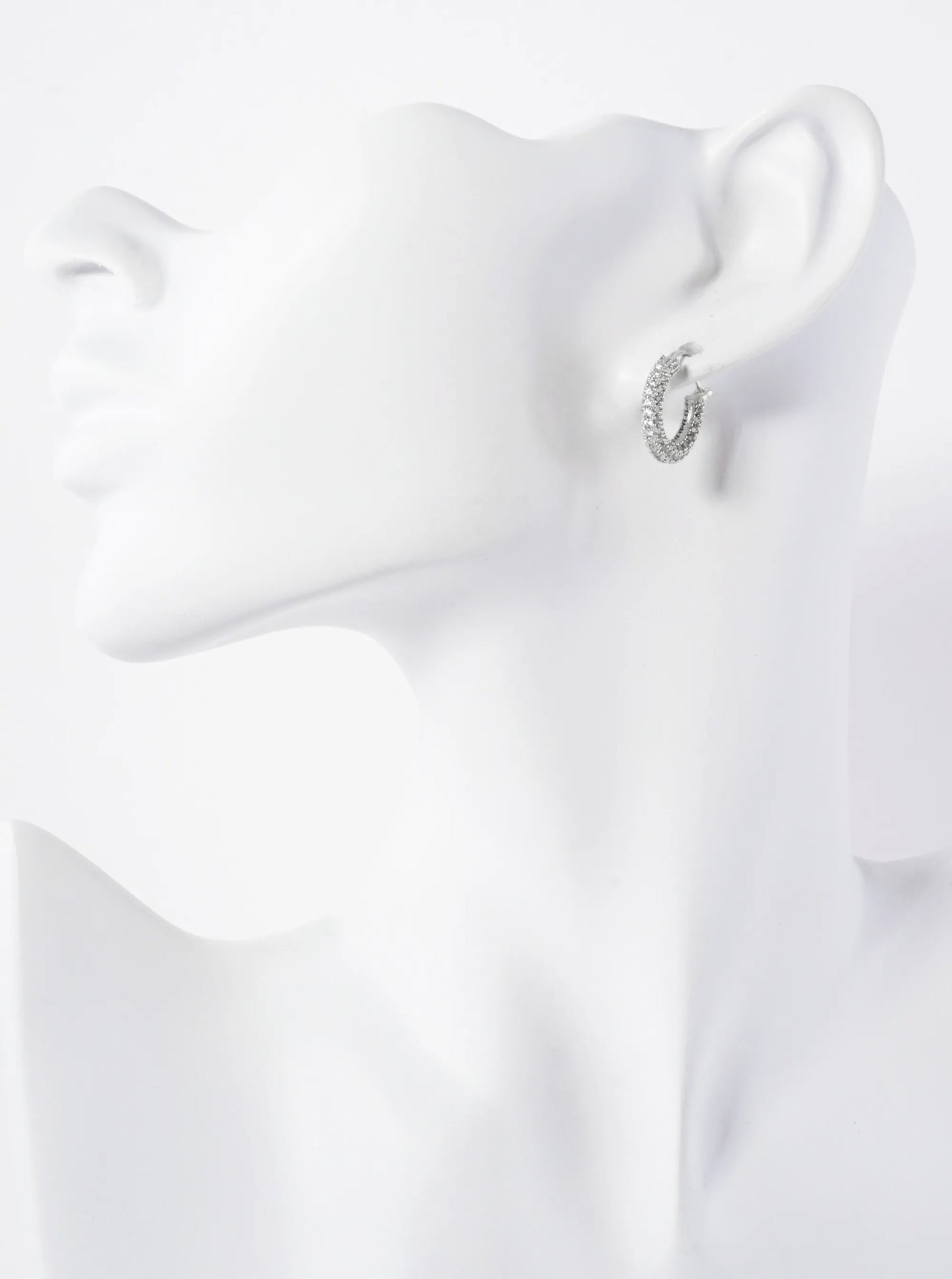Full CZ-Embellished 14K-Gold-Dipped Brass 15mm Hinged Hoop Earrings