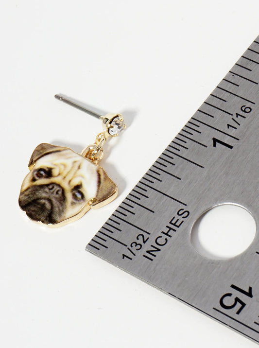 Funny Dog Face Dangle Drop Post Earrings