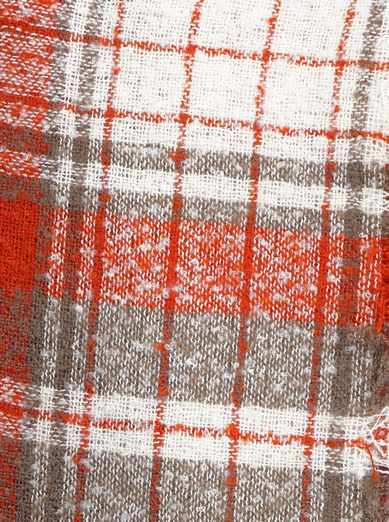 Fuzzy Tartan Plaid Double Loop With Fringe Infinity Scarf