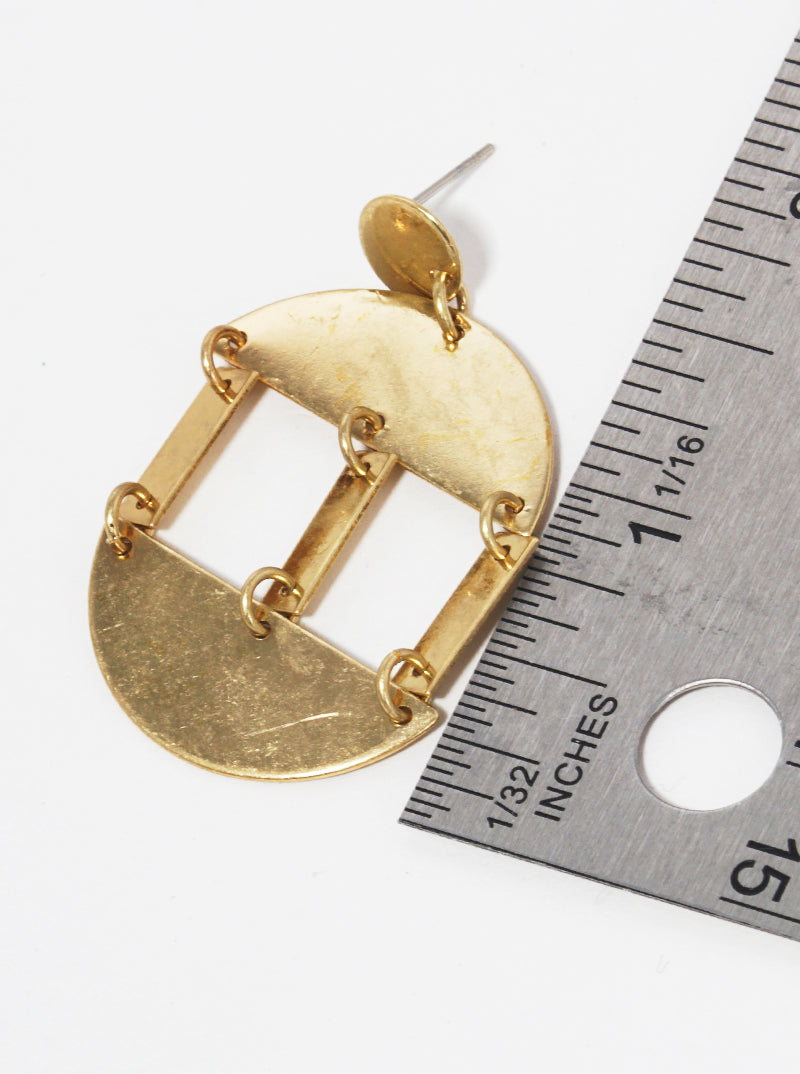 GEOMETRIC SEMICIRCLE RECTANGLE DROP EARRINGS