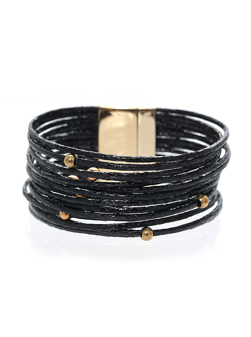 GLITTER STRAND LEATHERETTE MAGNETIC CLASP BRACELET