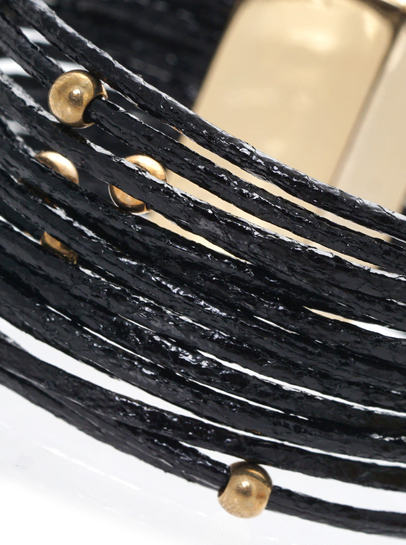 GLITTER STRAND LEATHERETTE MAGNETIC CLASP BRACELET