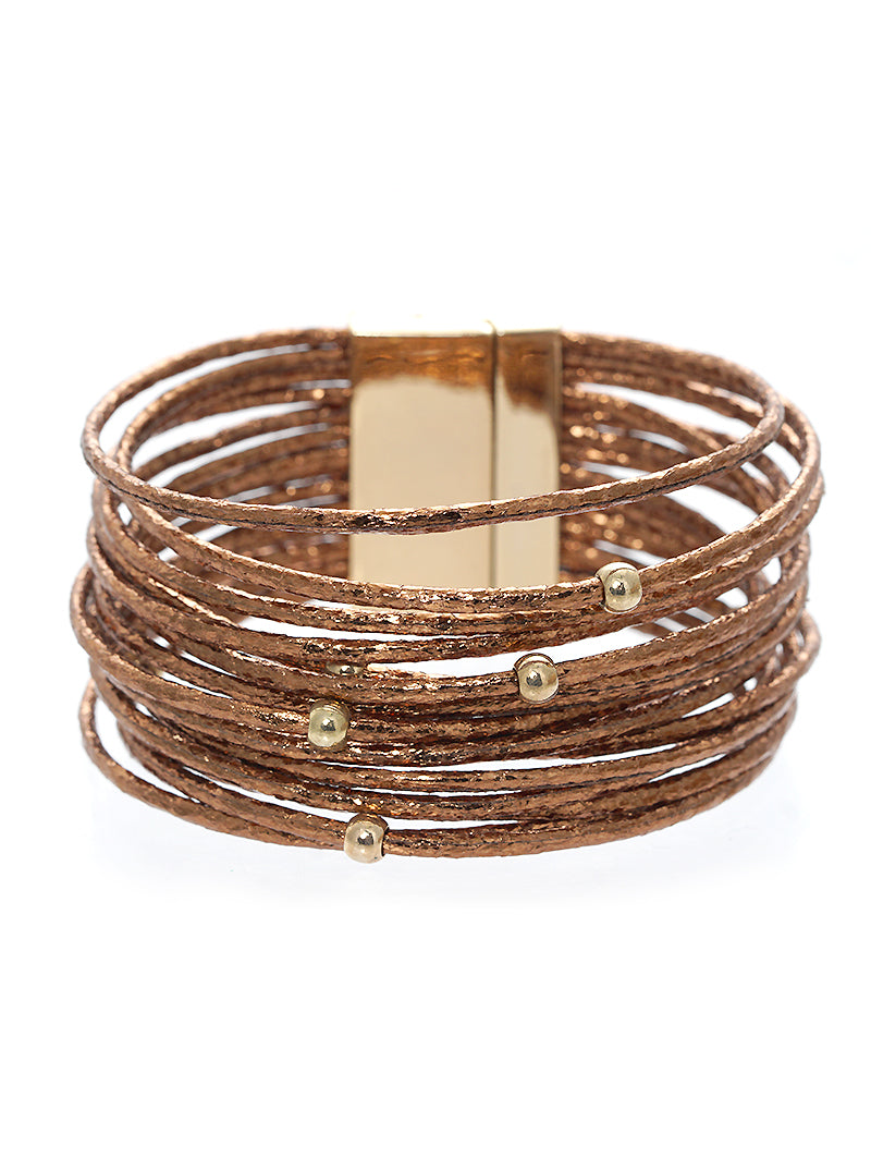 GLITTER STRAND LEATHERETTE MAGNETIC CLASP BRACELET