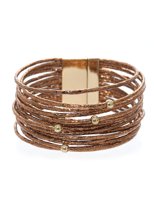 GLITTER STRAND LEATHERETTE MAGNETIC CLASP BRACELET