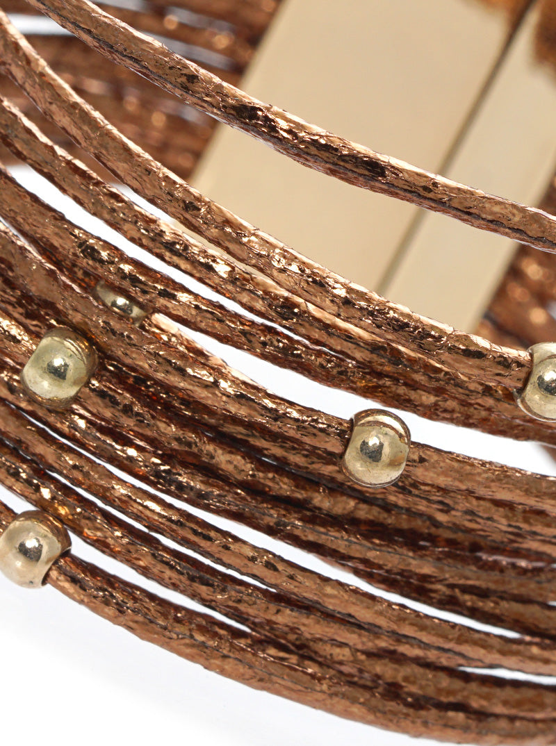 GLITTER STRAND LEATHERETTE MAGNETIC CLASP BRACELET