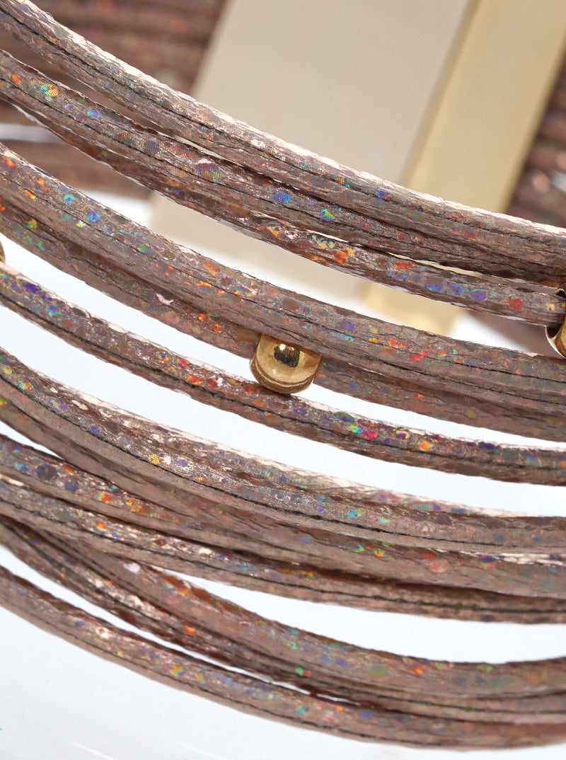 GLITTER STRAND LEATHERETTE MAGNETIC CLASP BRACELET