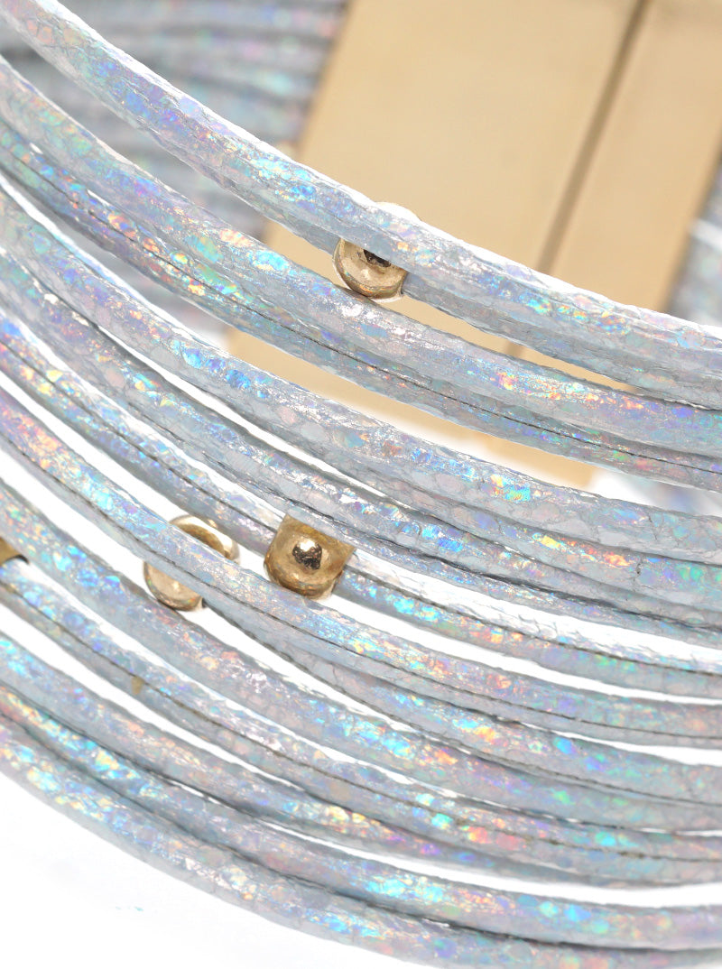 GLITTER STRAND LEATHERETTE MAGNETIC CLASP BRACELET