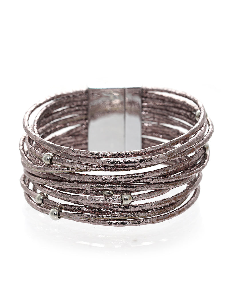 GLITTER STRAND LEATHERETTE MAGNETIC CLASP BRACELET