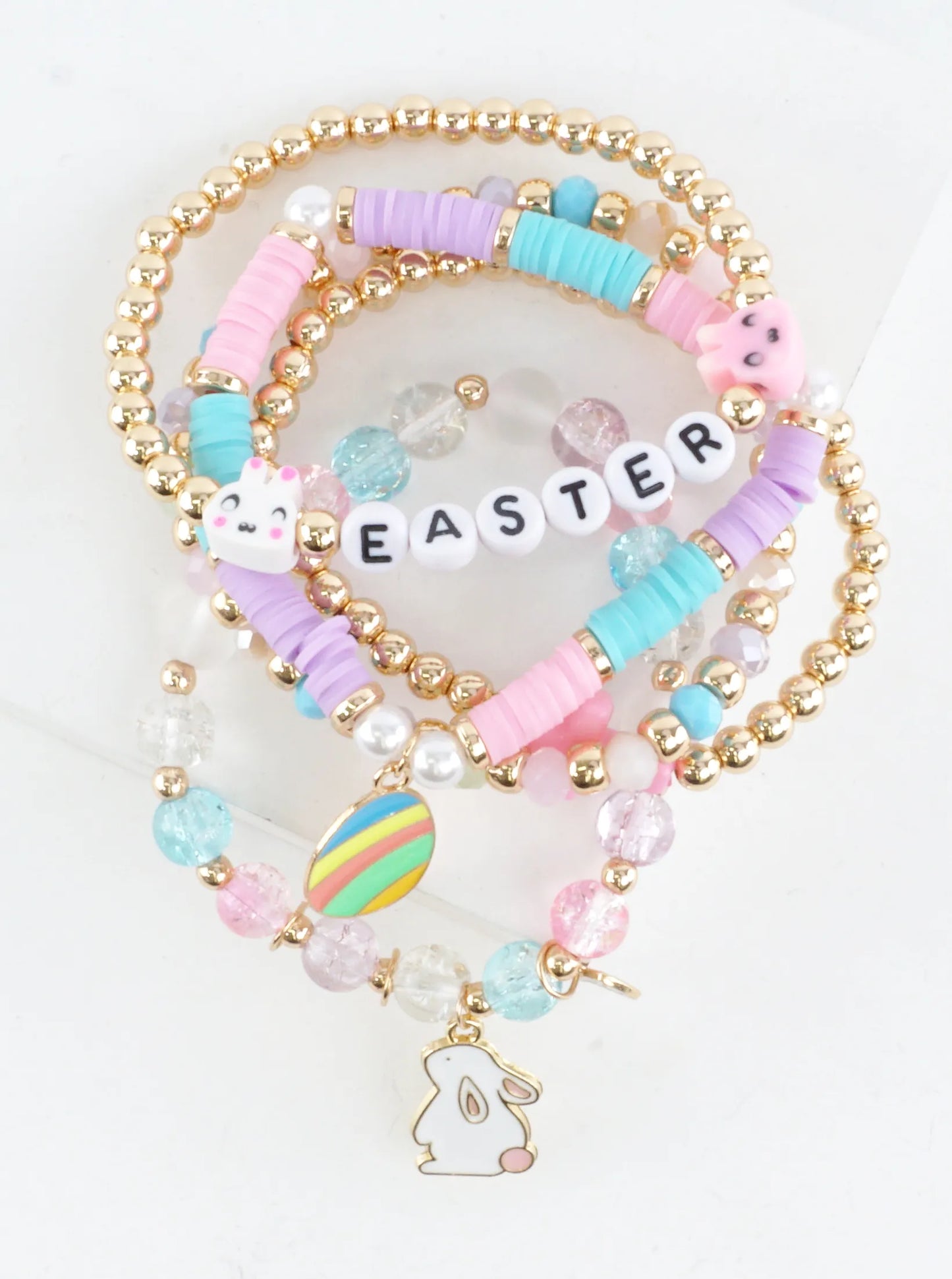 Pastel Beaded Easter Stretch Bracelet