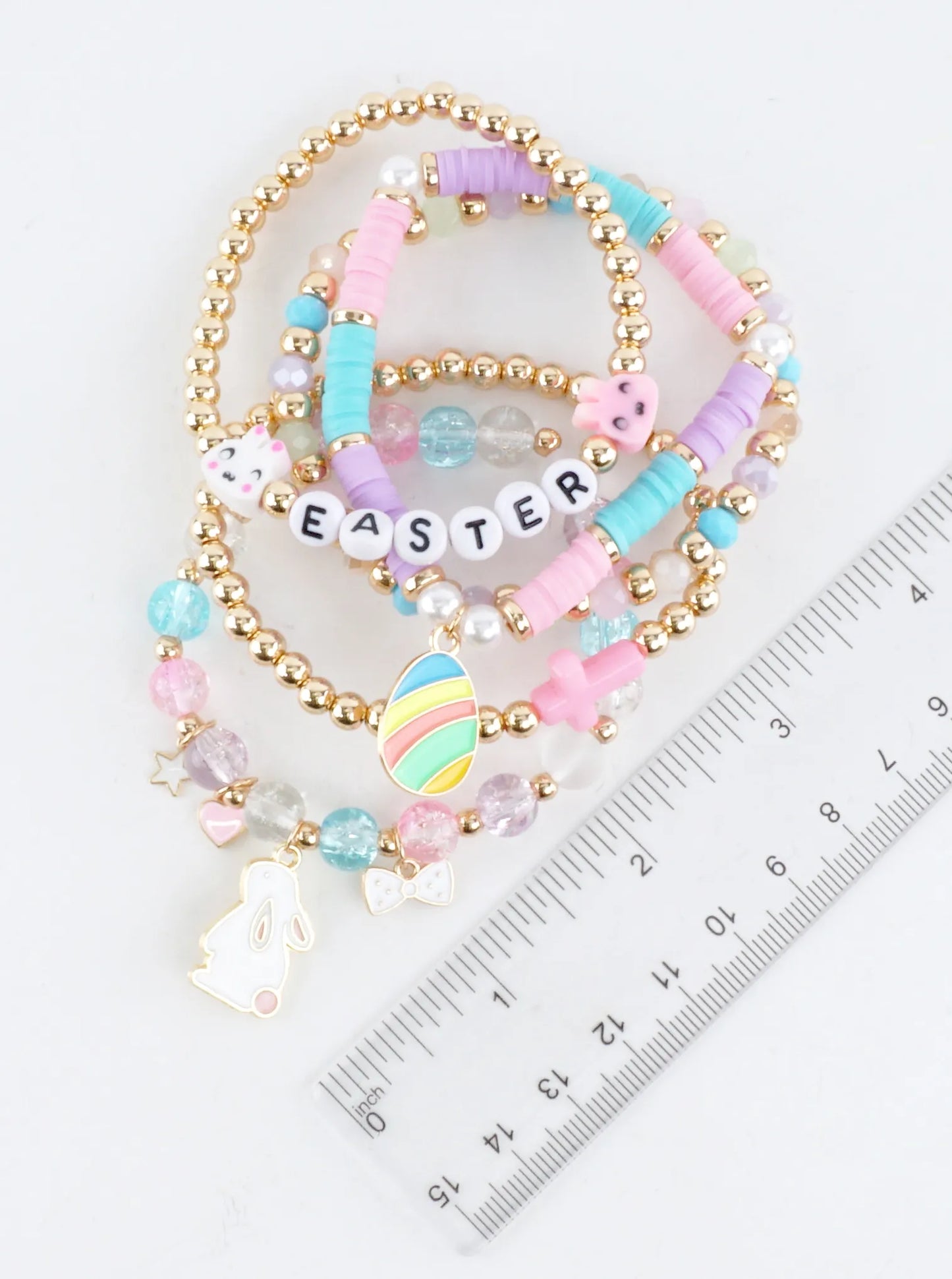 Pastel Beaded Easter Stretch Bracelet