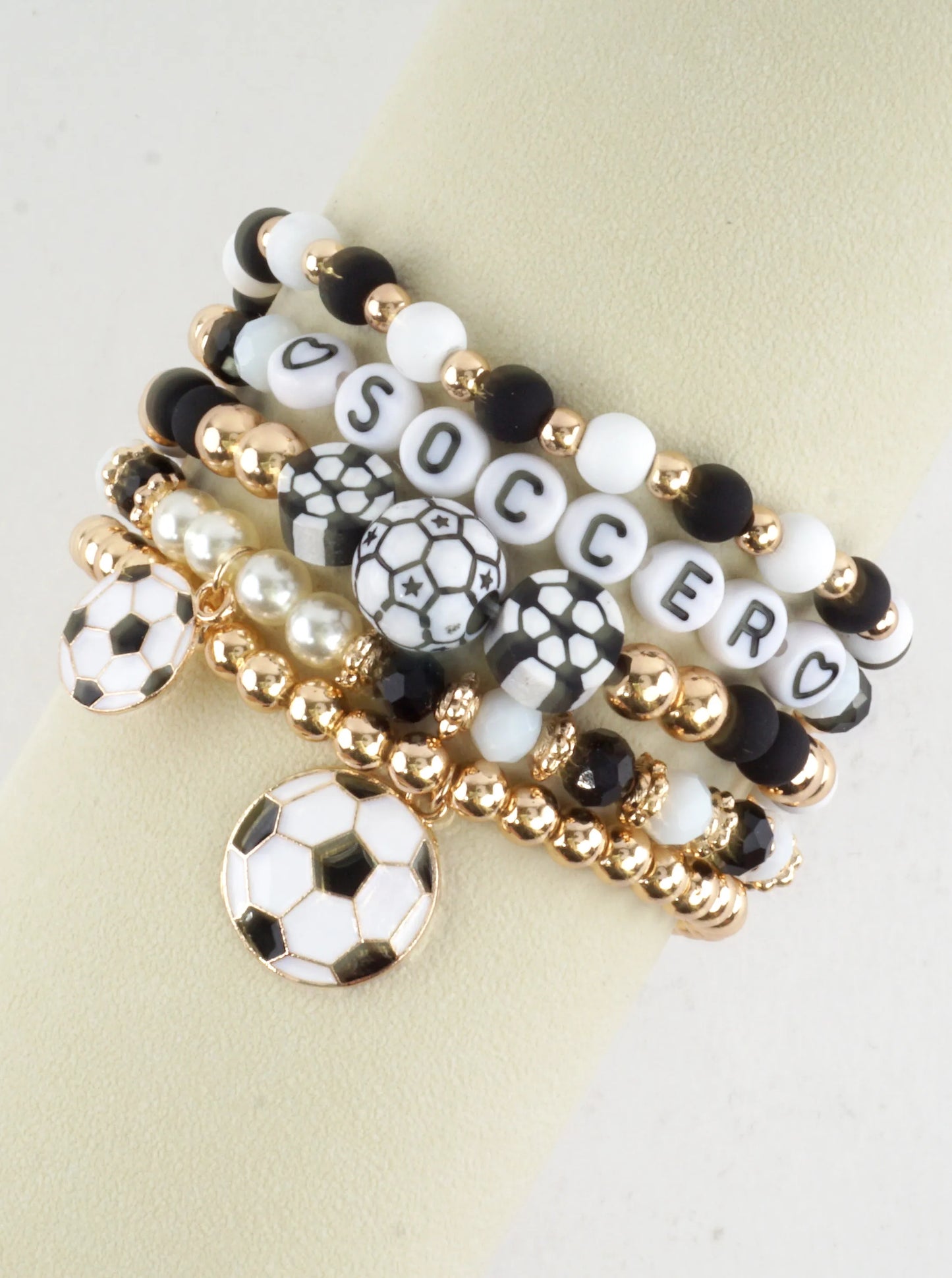 Ball-Beaded Stackable Soccer Bracelet