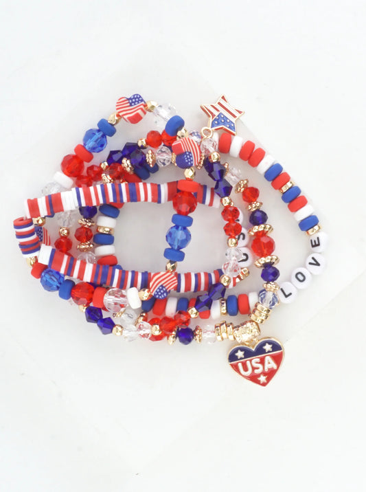 Bold Chunky Patriotic Stretch Bracelet