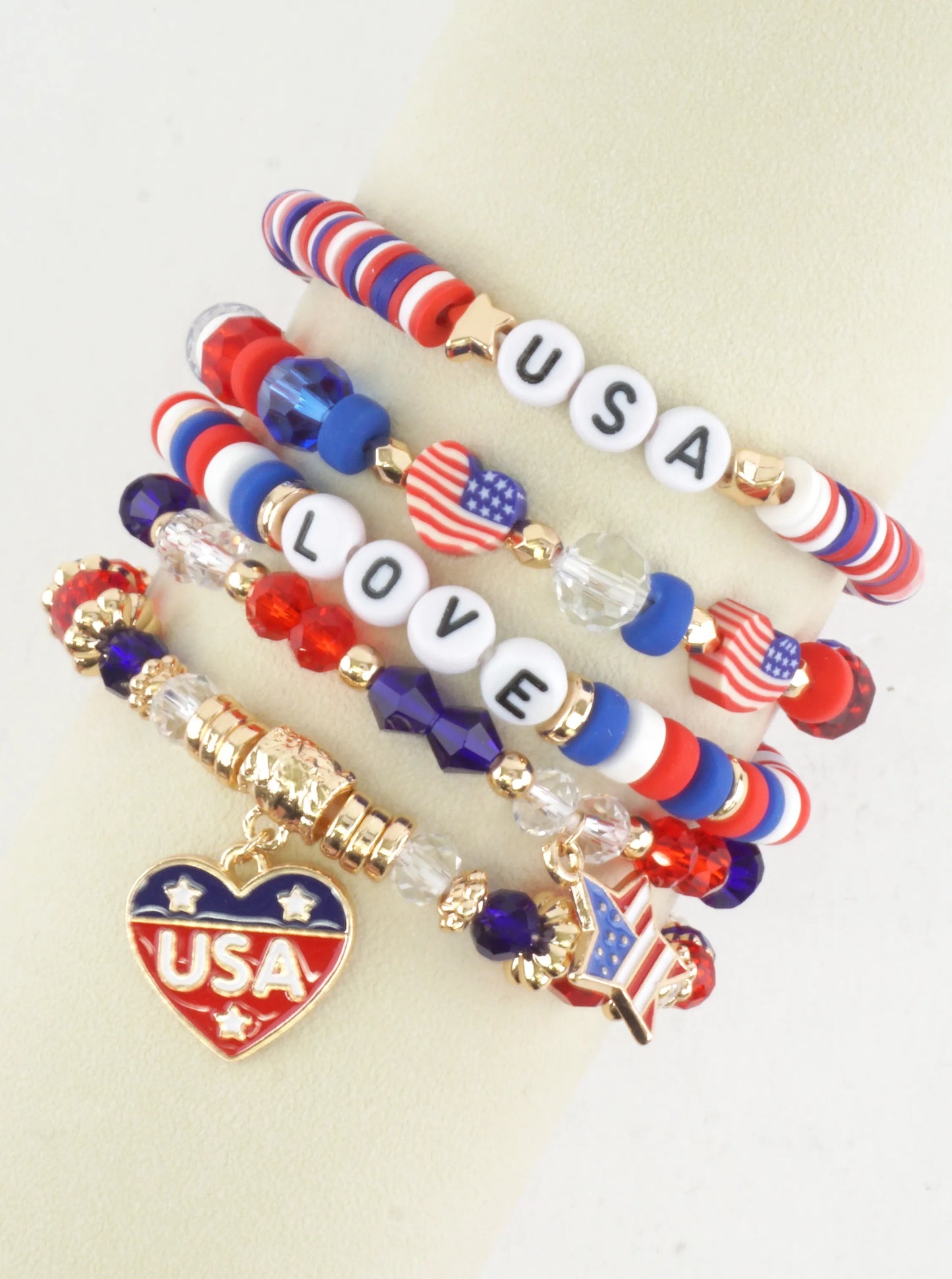 Bold Chunky Patriotic Stretch Bracelet