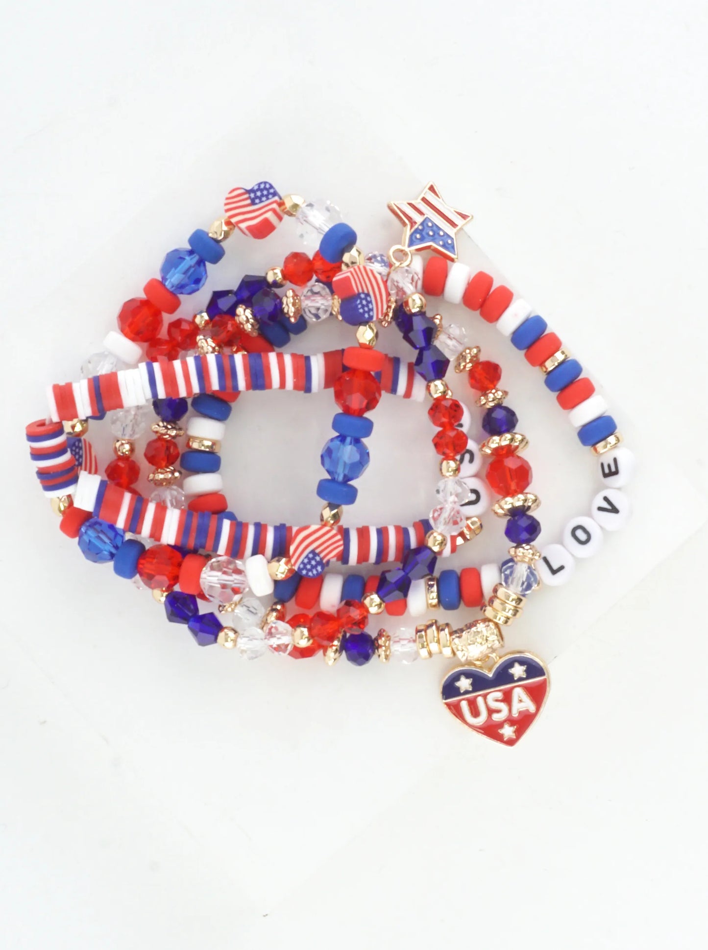 Patriotic Charm Stretch Bracelet Set