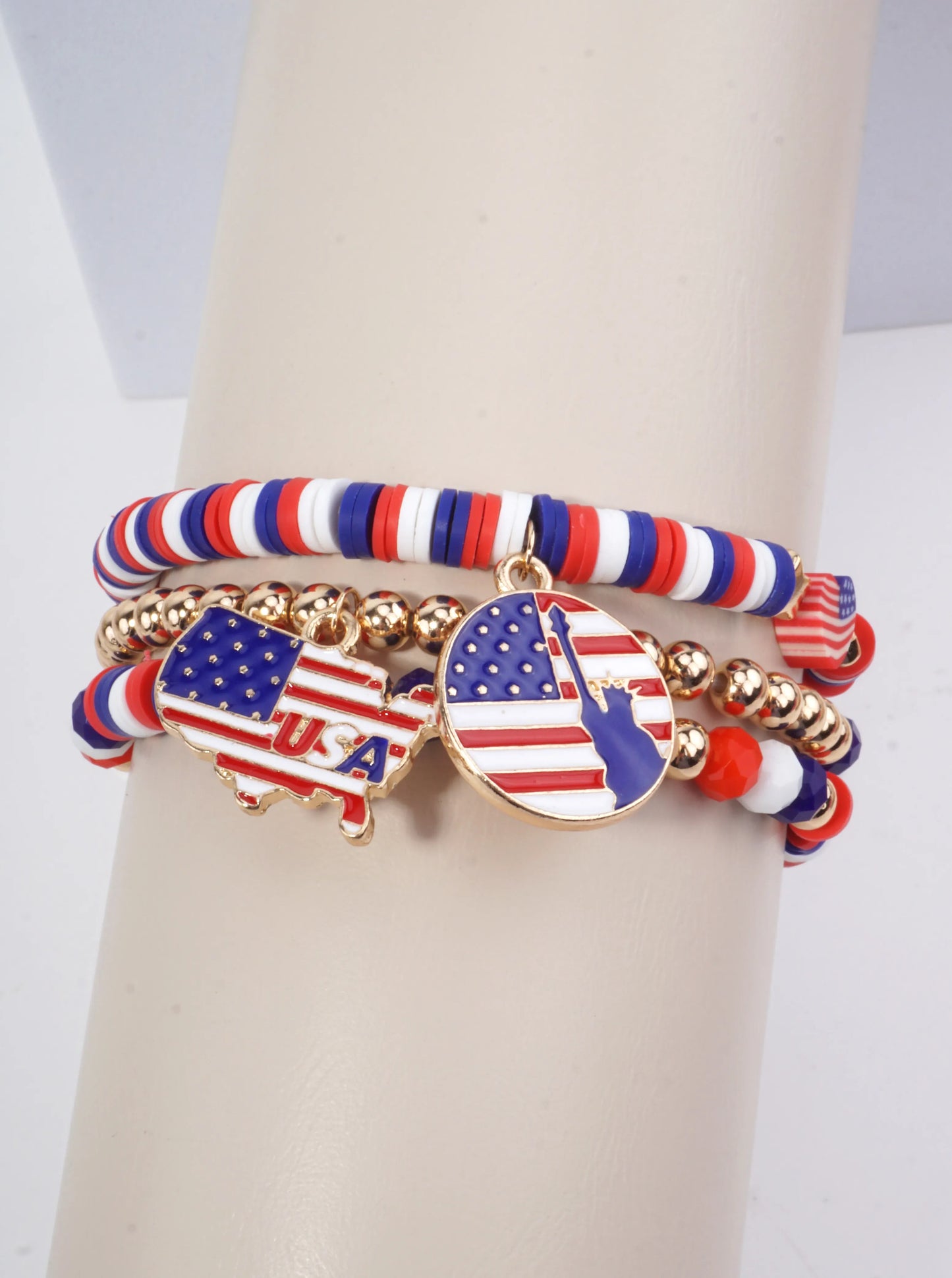 Festival Red White Blue Stretch Bracelet