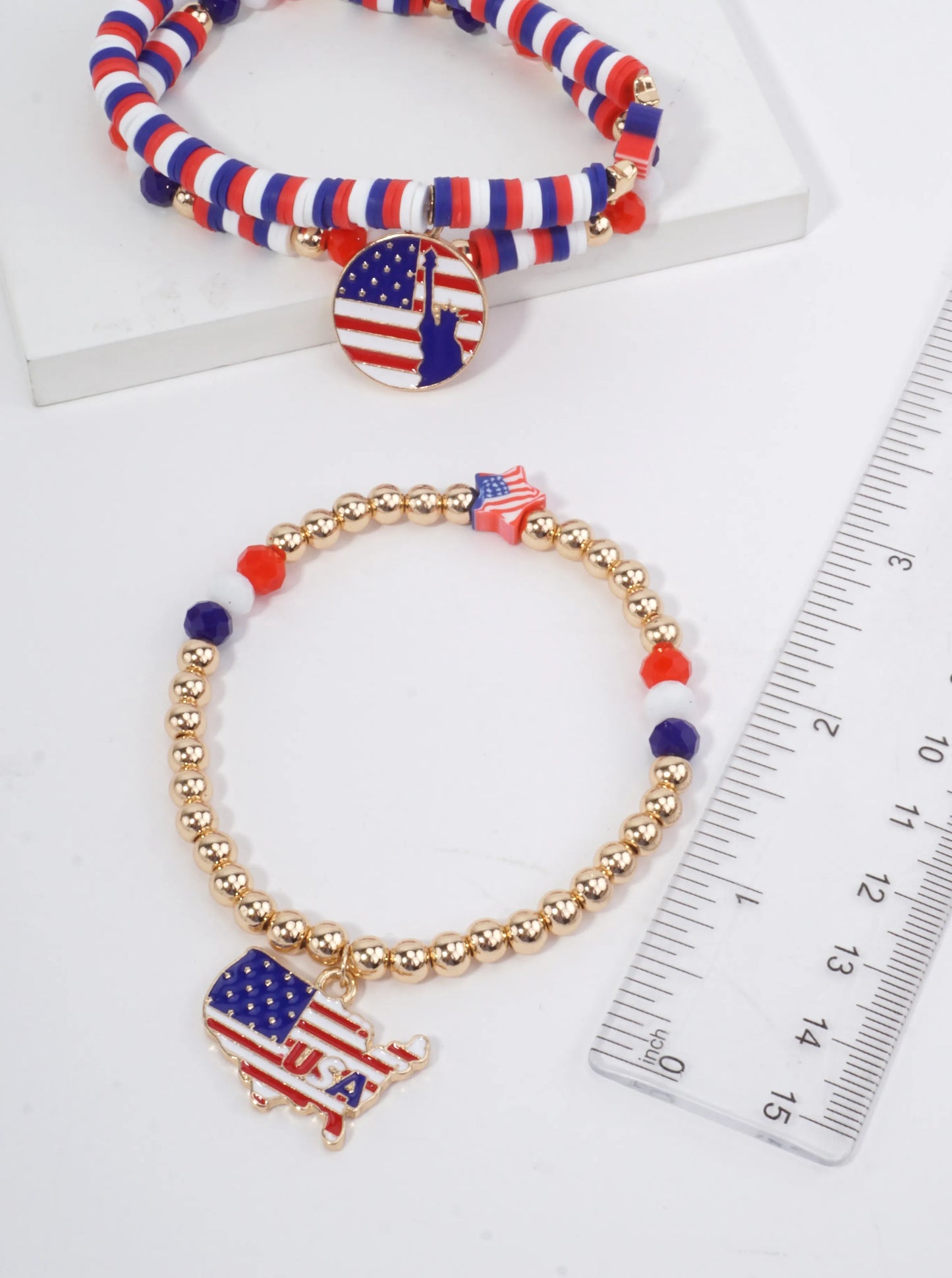 Festival Red White Blue Stretch Bracelet
