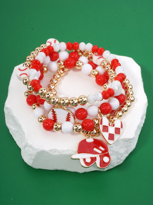 Baseball Charm Enameled Stretch Bracelet