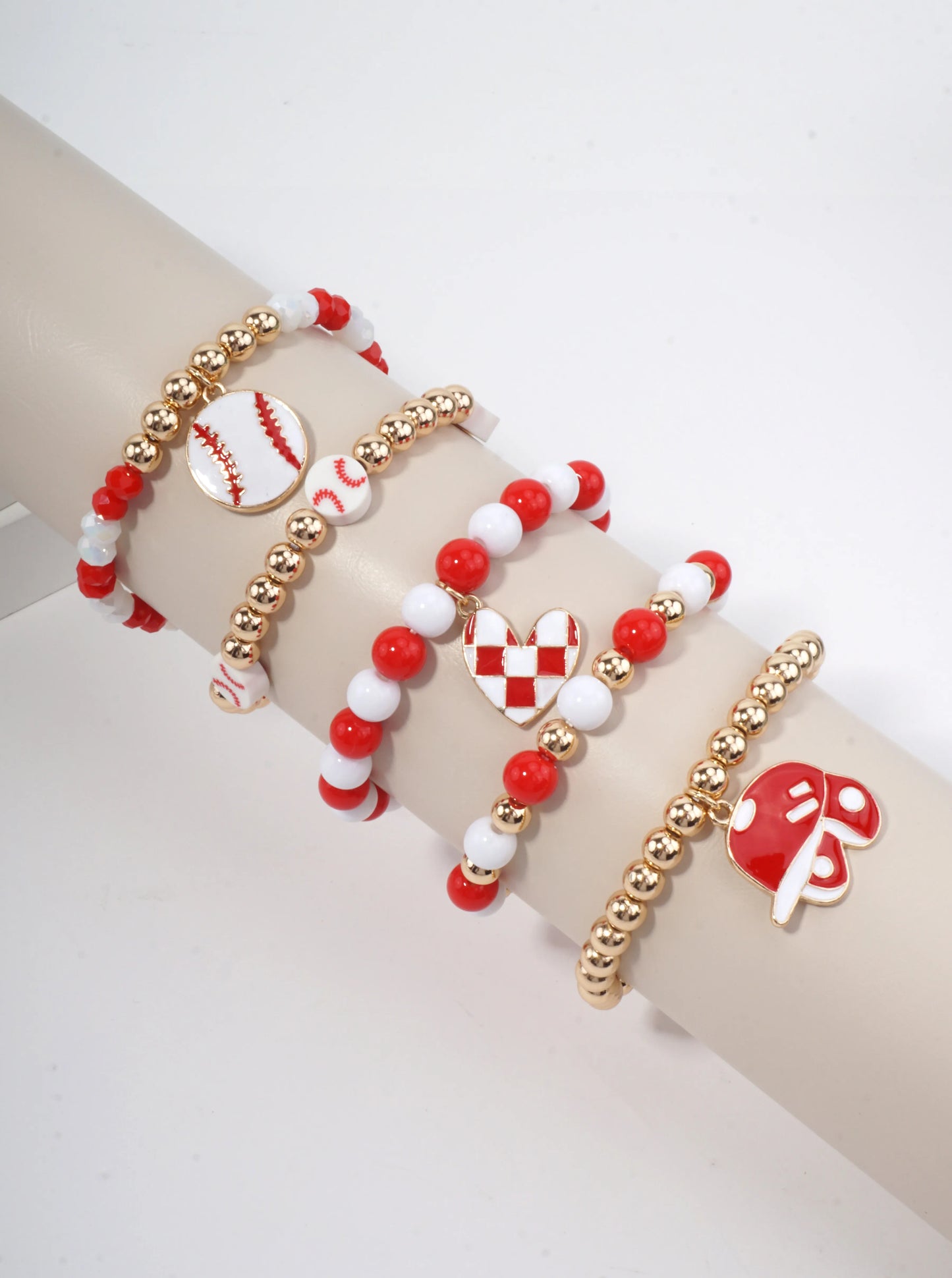 Baseball Charm Enameled Stretch Bracelet