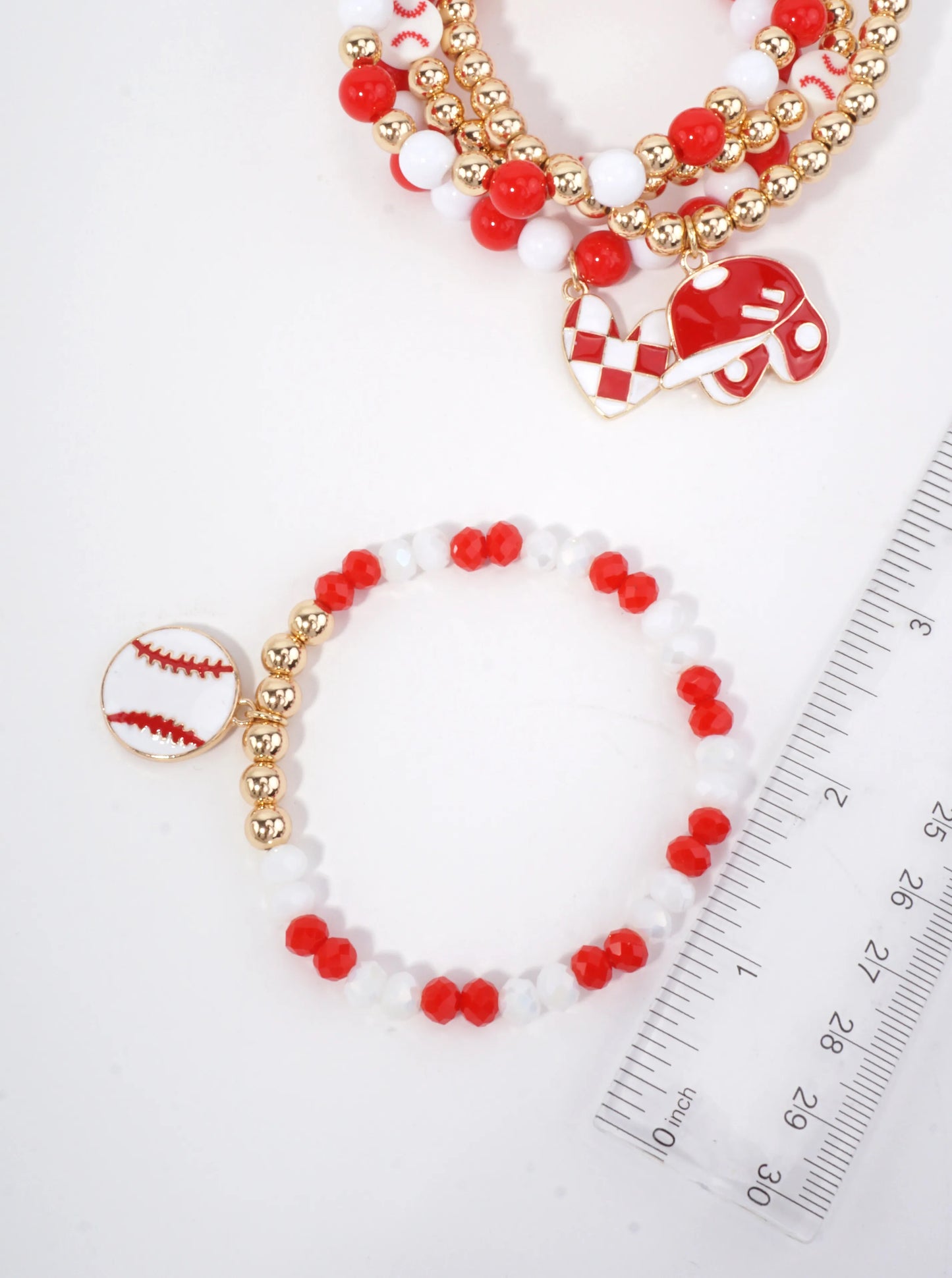 Baseball Charm Enameled Stretch Bracelet