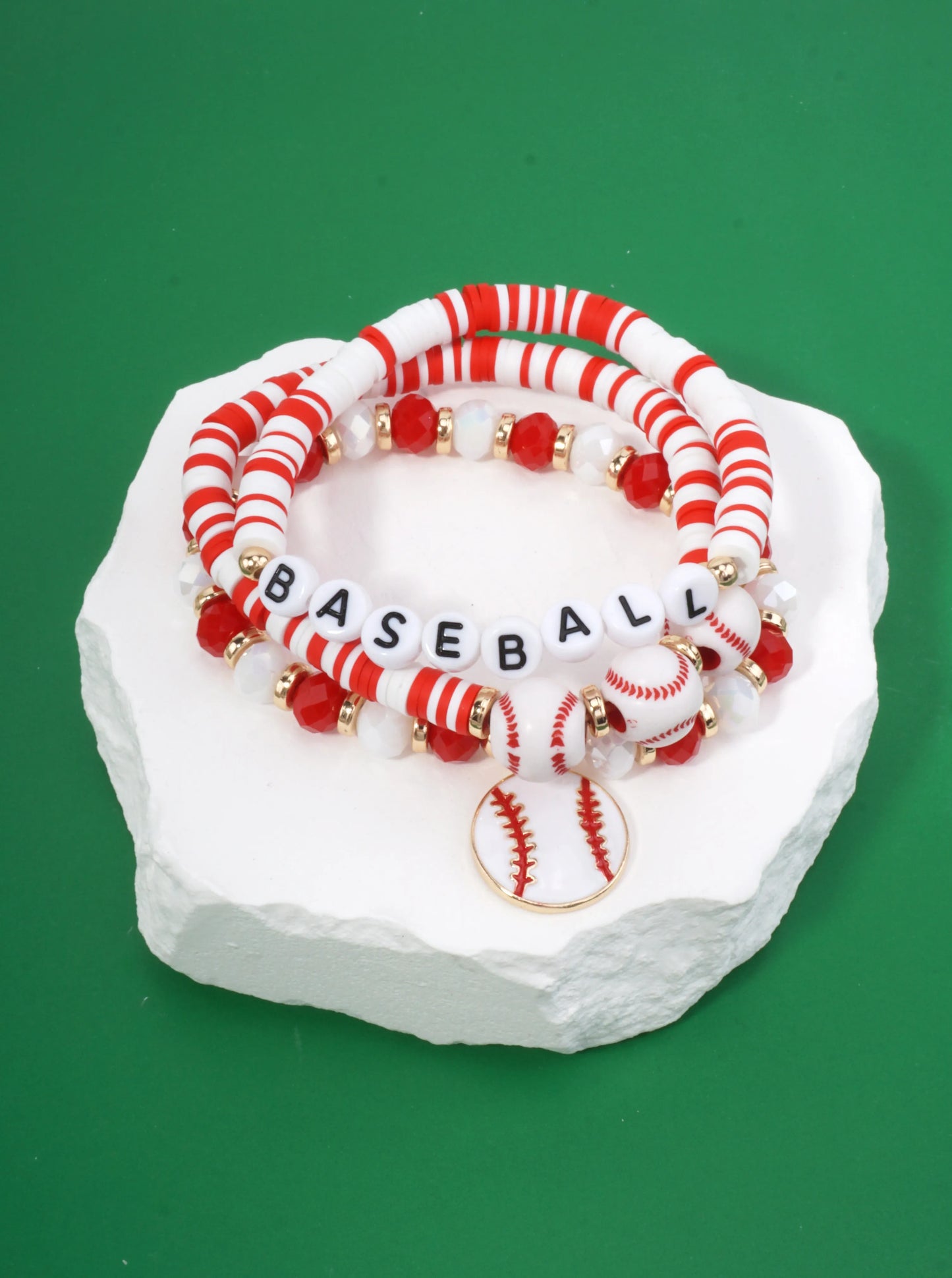 Enameled Baseball Stretch Gameday Bracelet