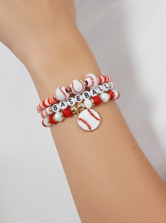Enameled Baseball Stretch Gameday Bracelet