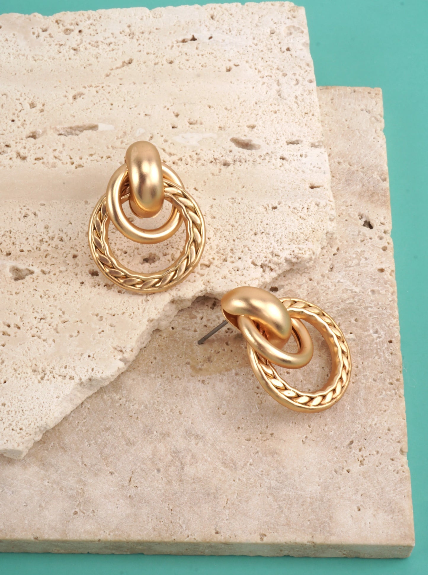 Layered Twisted Rope Matte Stud Earrings
