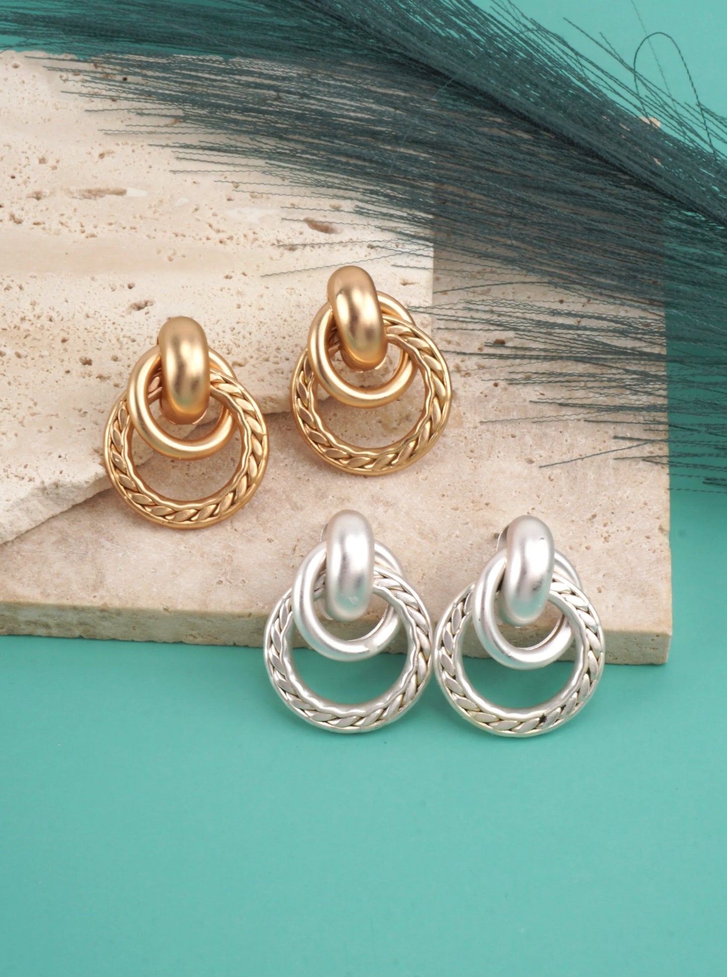 Layered Twisted Rope Matte Stud Earrings