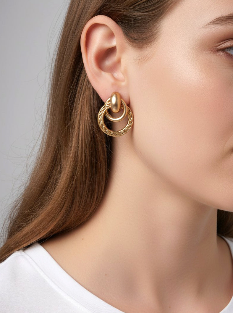 Layered Twisted Rope Matte Stud Earrings