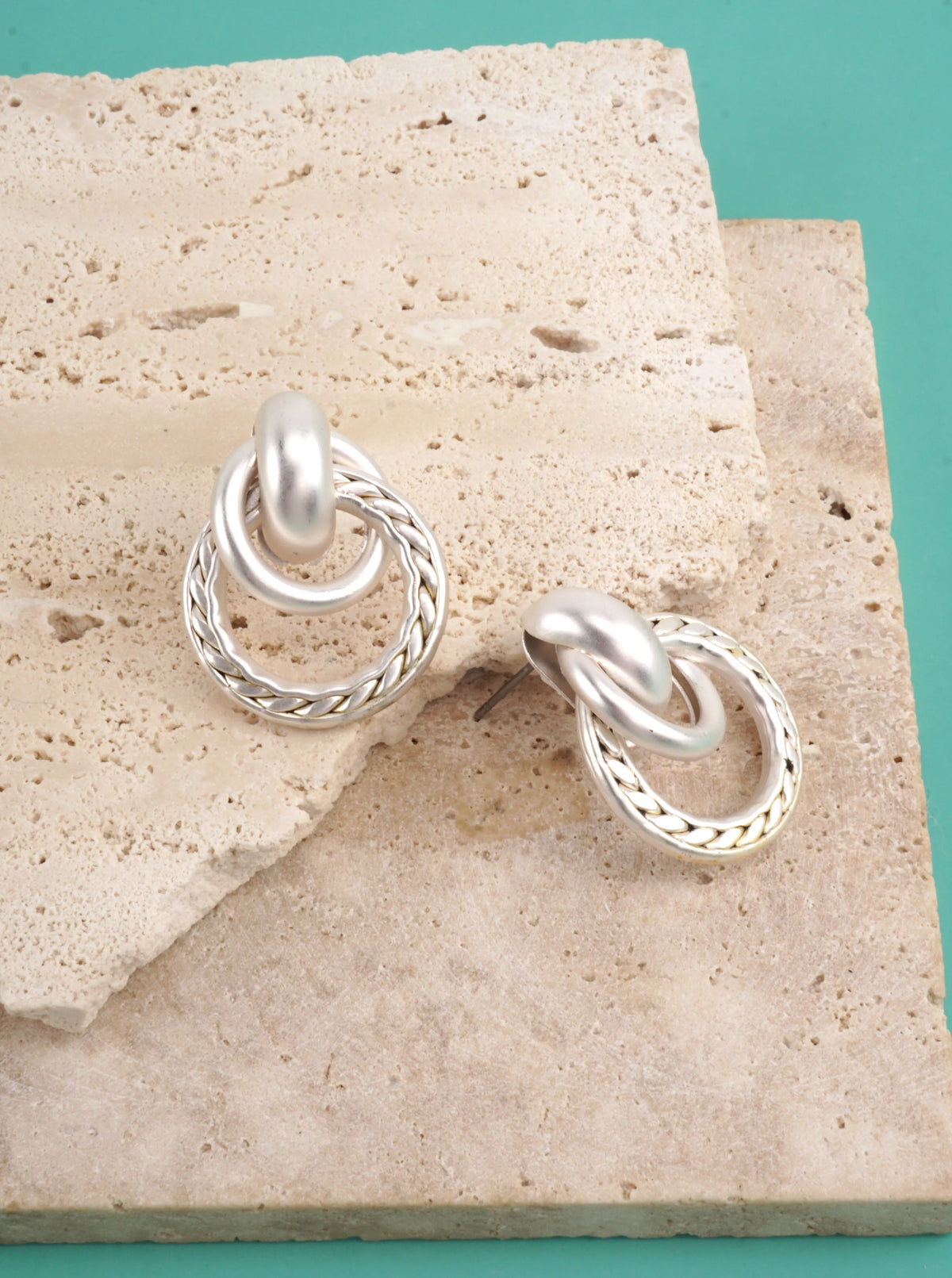 Layered Twisted Rope Matte Stud Earrings