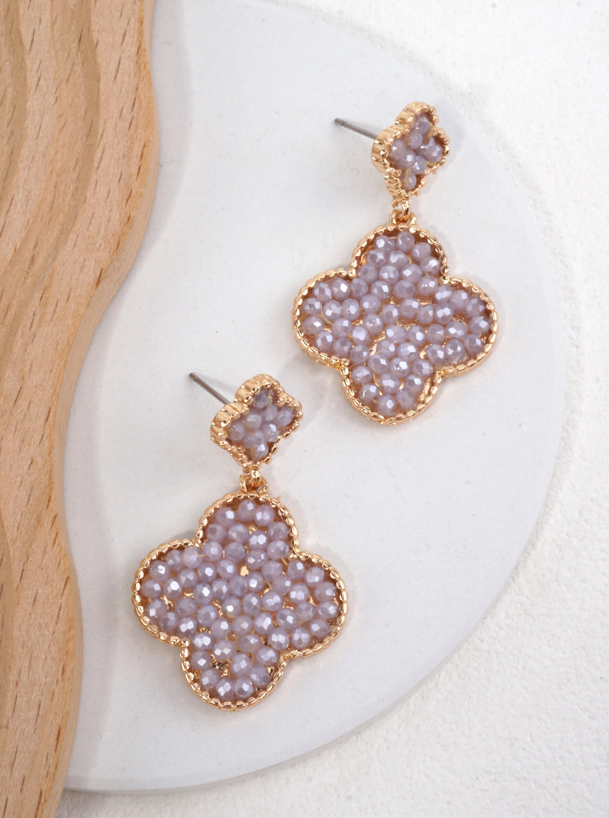 Pearlized Quatrefoil Dangle Drop Earrings